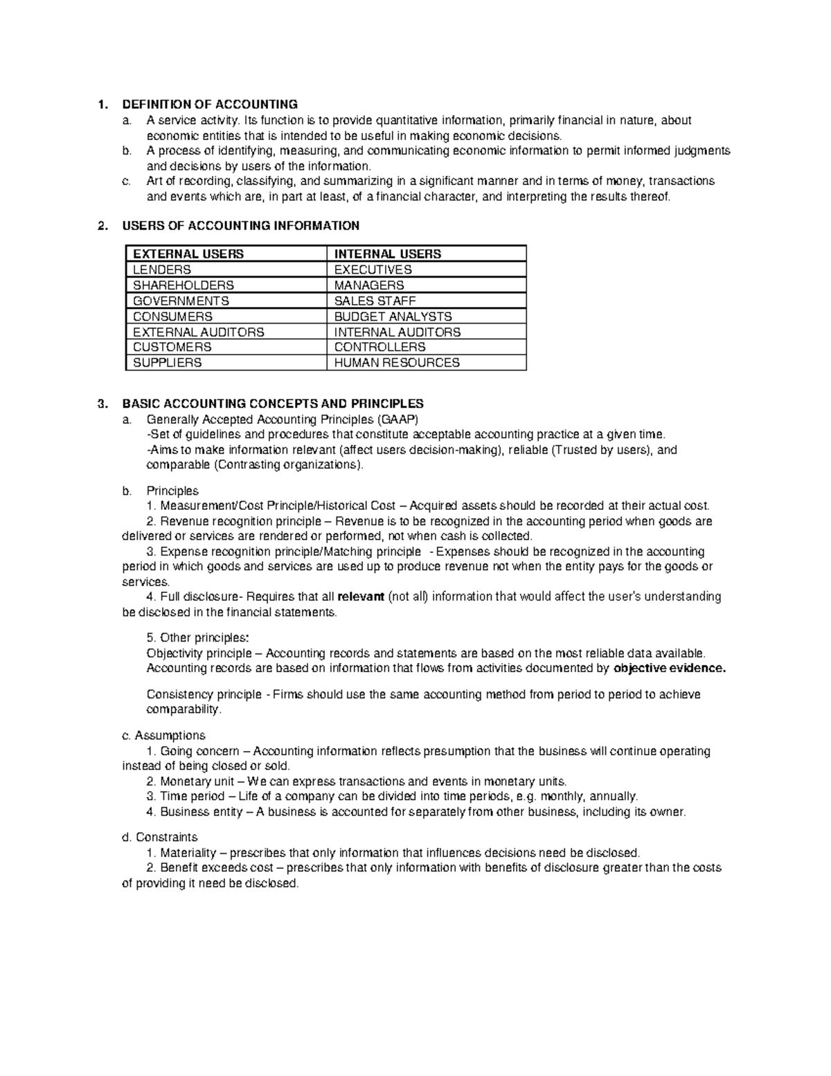 FAR-Reviewer - FAR Reviewer - 1. DEFINITION OF ACCOUNTING a. A service ...