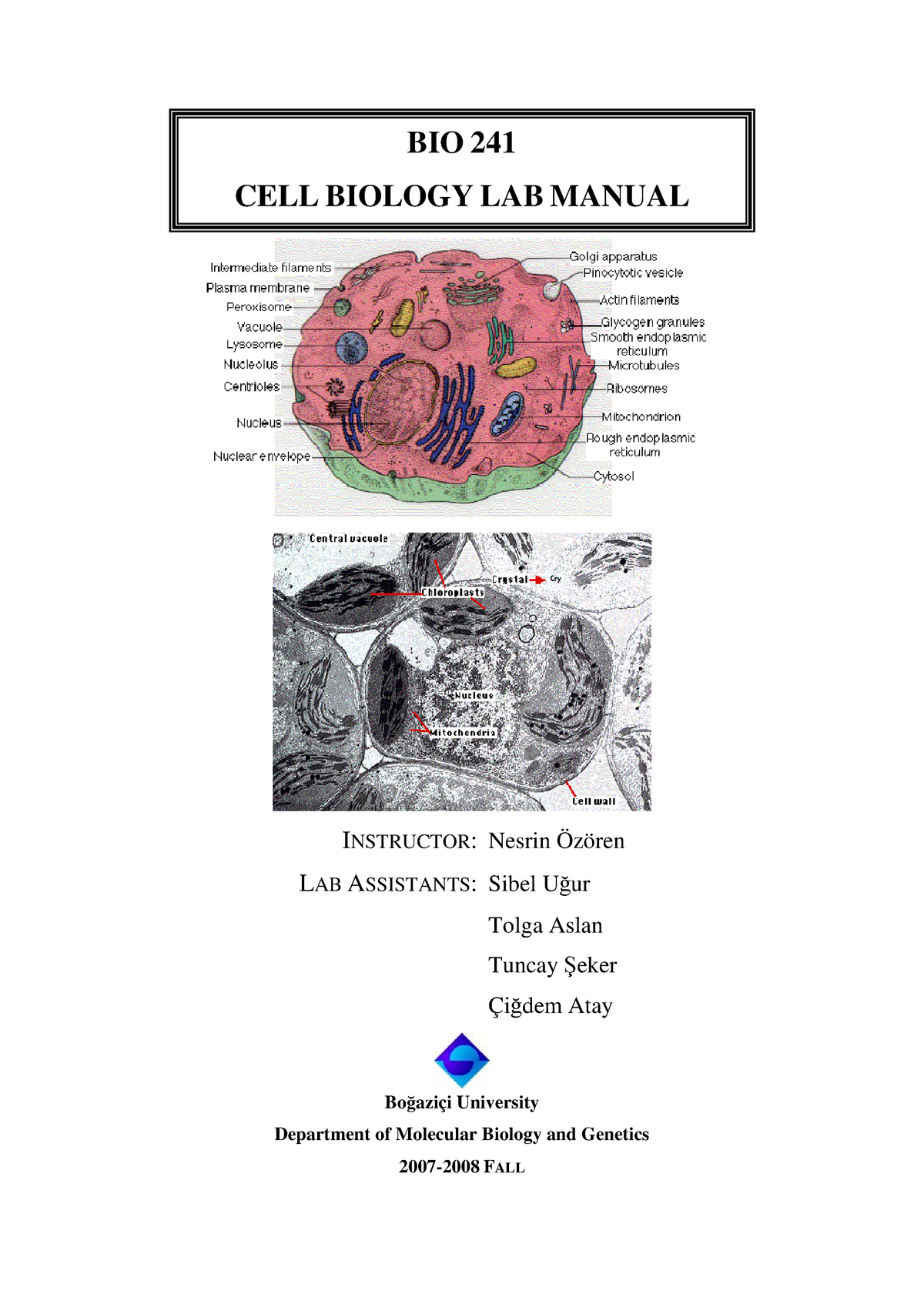 Cell Biology Lab Manual (Extra) - INSTRUCTOR: Nesrin Özören LAB ...