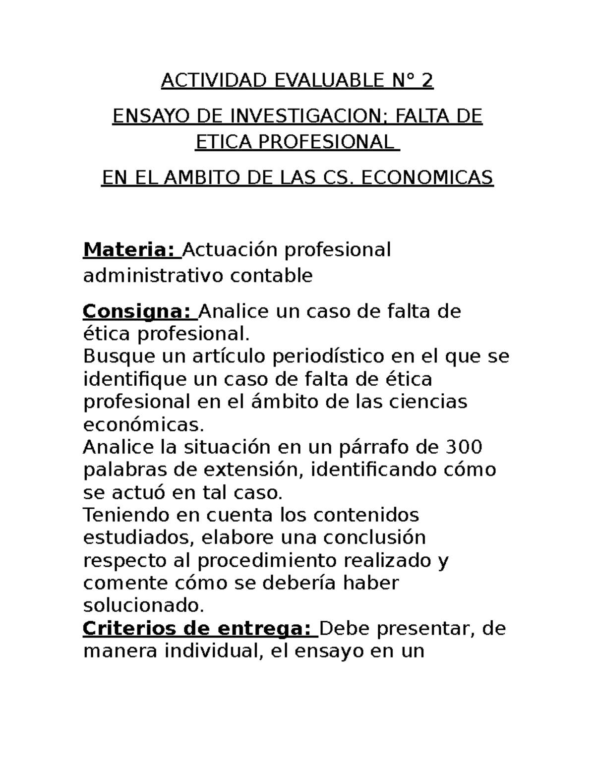 Actividad N°2 Act Prof Admin Contable - ACTIVIDAD EVALUABLE N° 2 ENSAYO ...