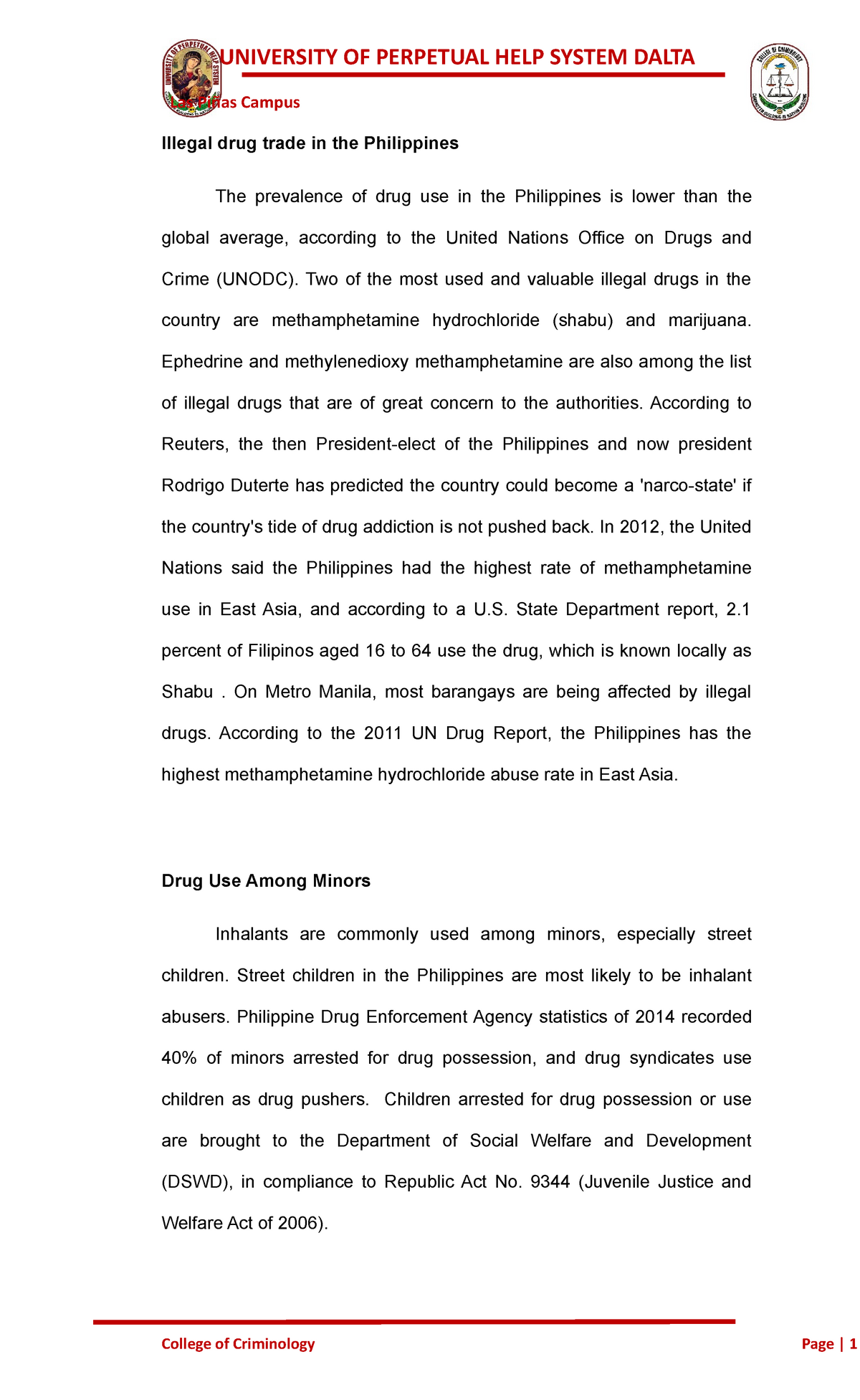 thesis about illegal drugs