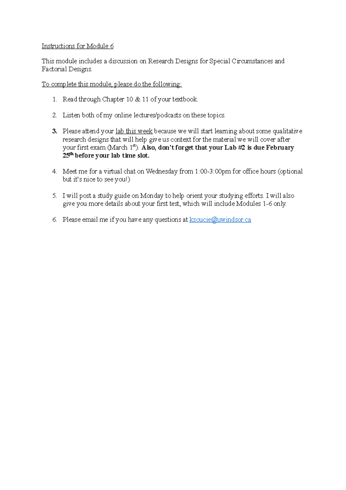 Instructions for Module 6 - To complete this module, please do the ...