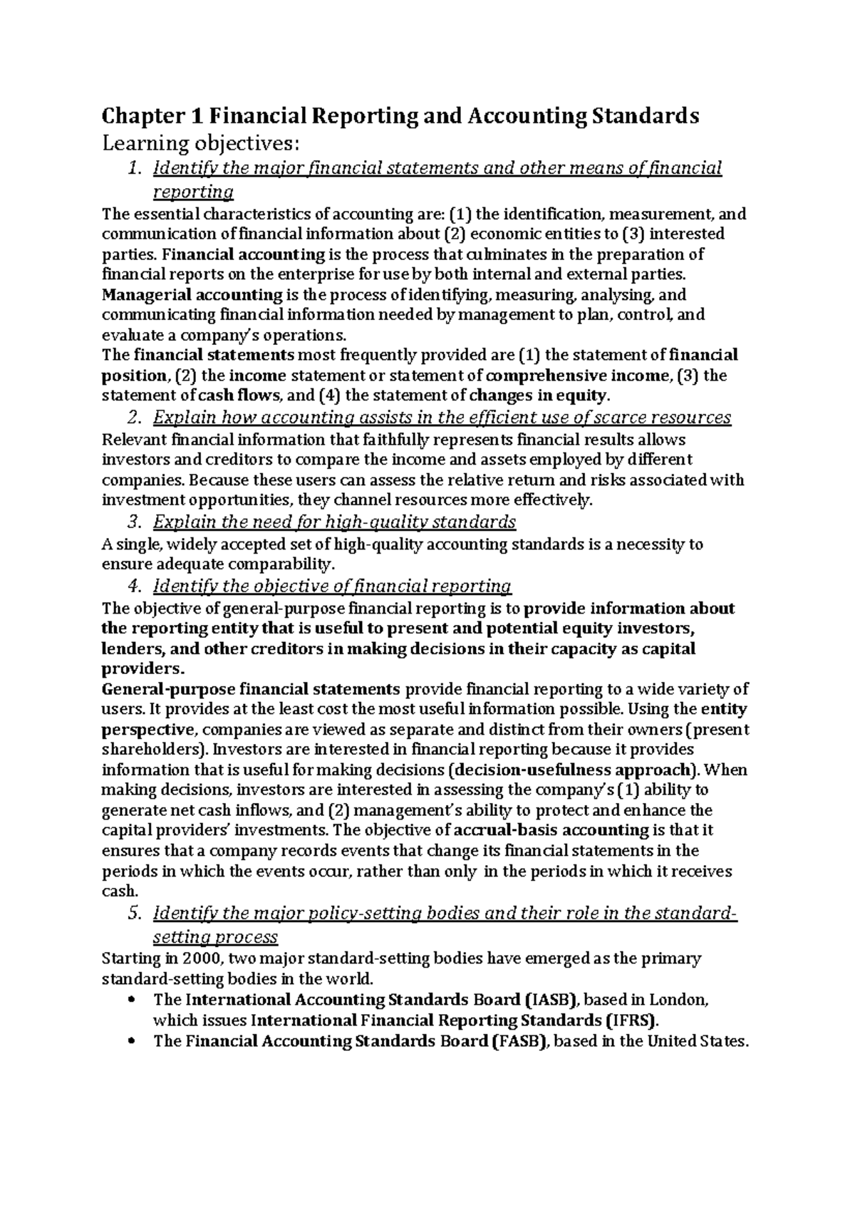 Summary Intermediate Accounting (Volume 1), H1 H13 Chapter 1 Financial Reporting and