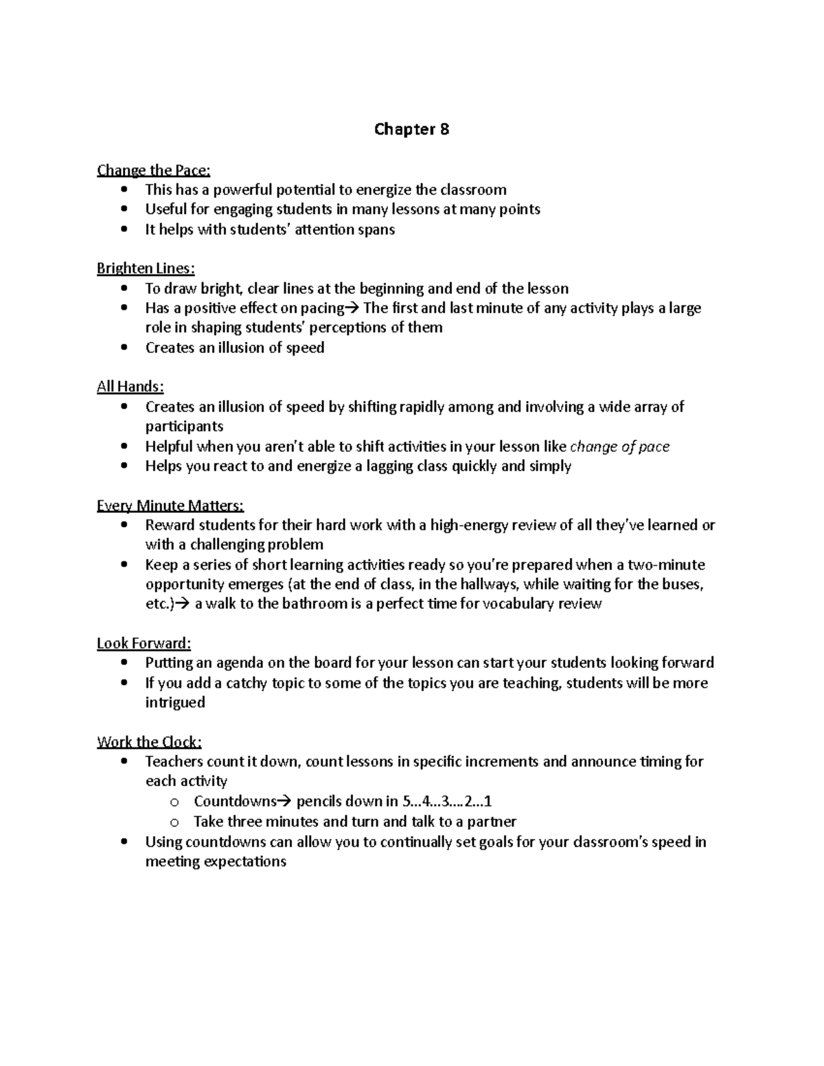 Chapter 8 - Teach Like a Champion - Chapter 8 Change the Pace: This has ...