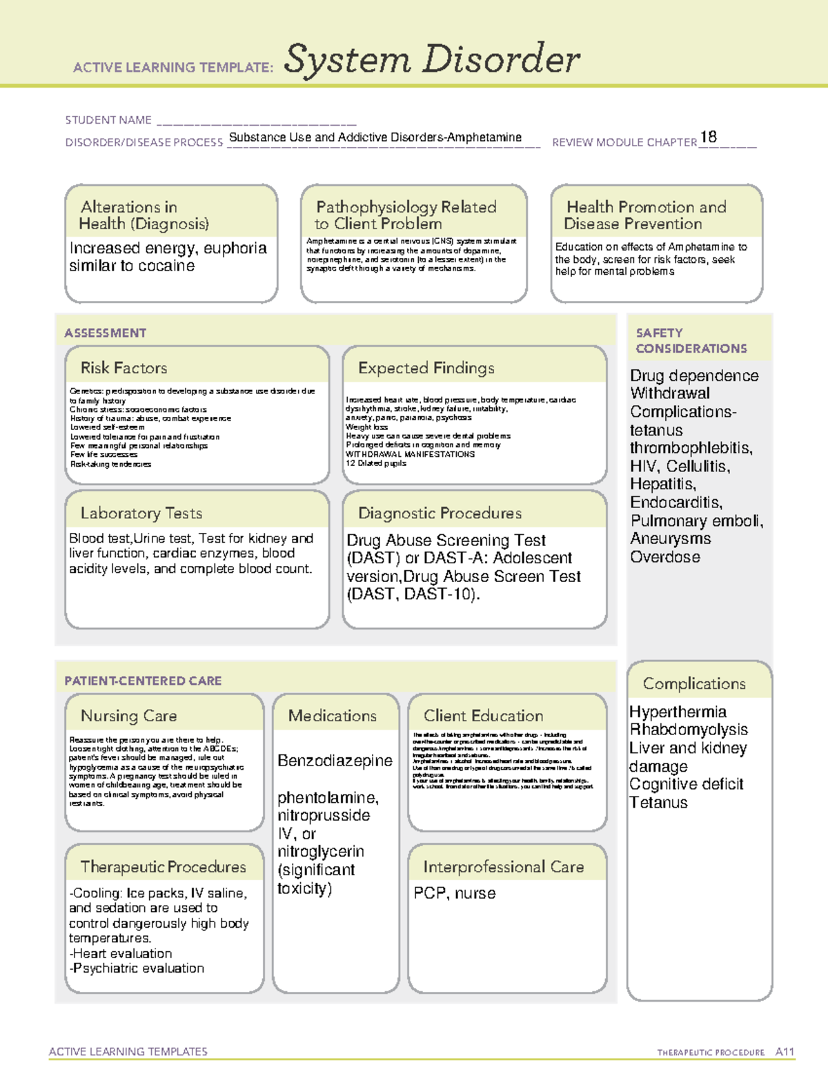 System Disorder amphetamine - ACTIVE LEARNING TEMPLATES THERAPEUTIC ...