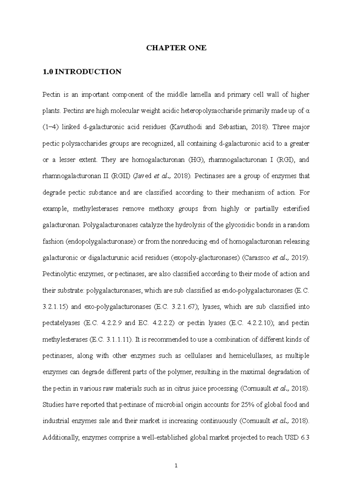 Farouk project 2 - CHAPTER ONE 1 INTRODUCTION Pectin is an important ...