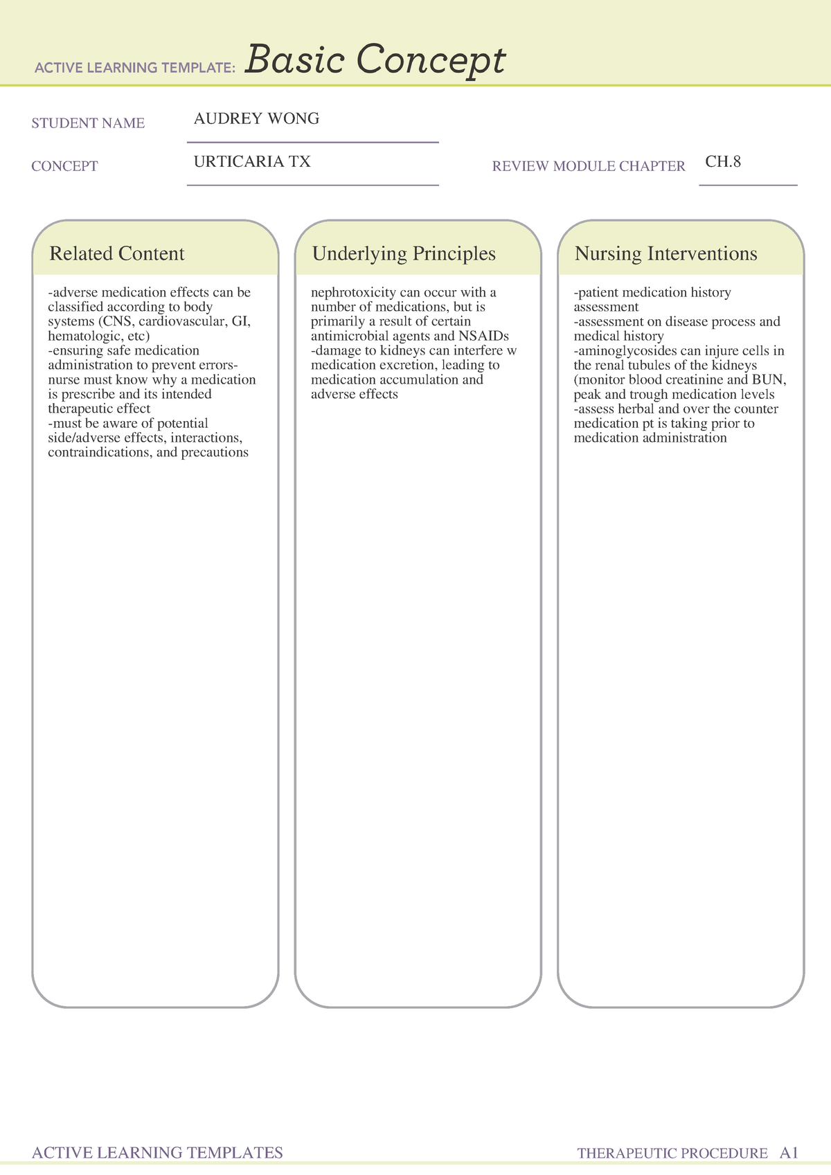 ATI remediation basic concept template 1 - STUDENT NAME AUDREY WONG ...