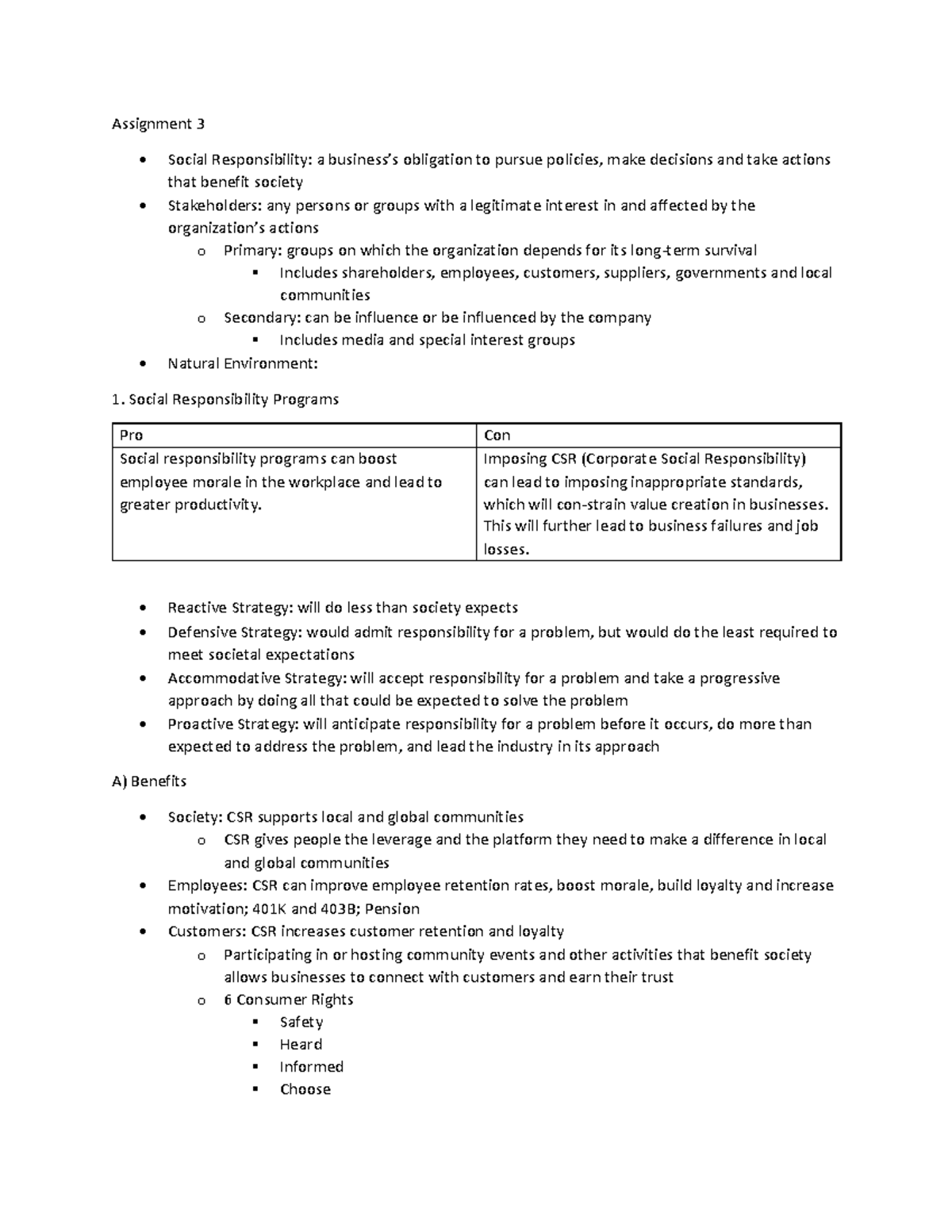Assignment 3 imposing csr corporate social responsibility can lead