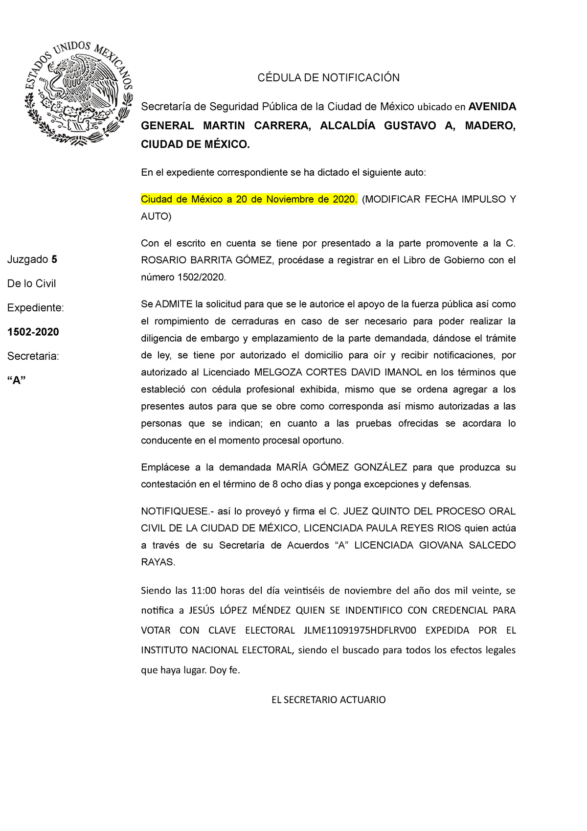 Modelo Cedula De Notificacion Oj Pdf 2709