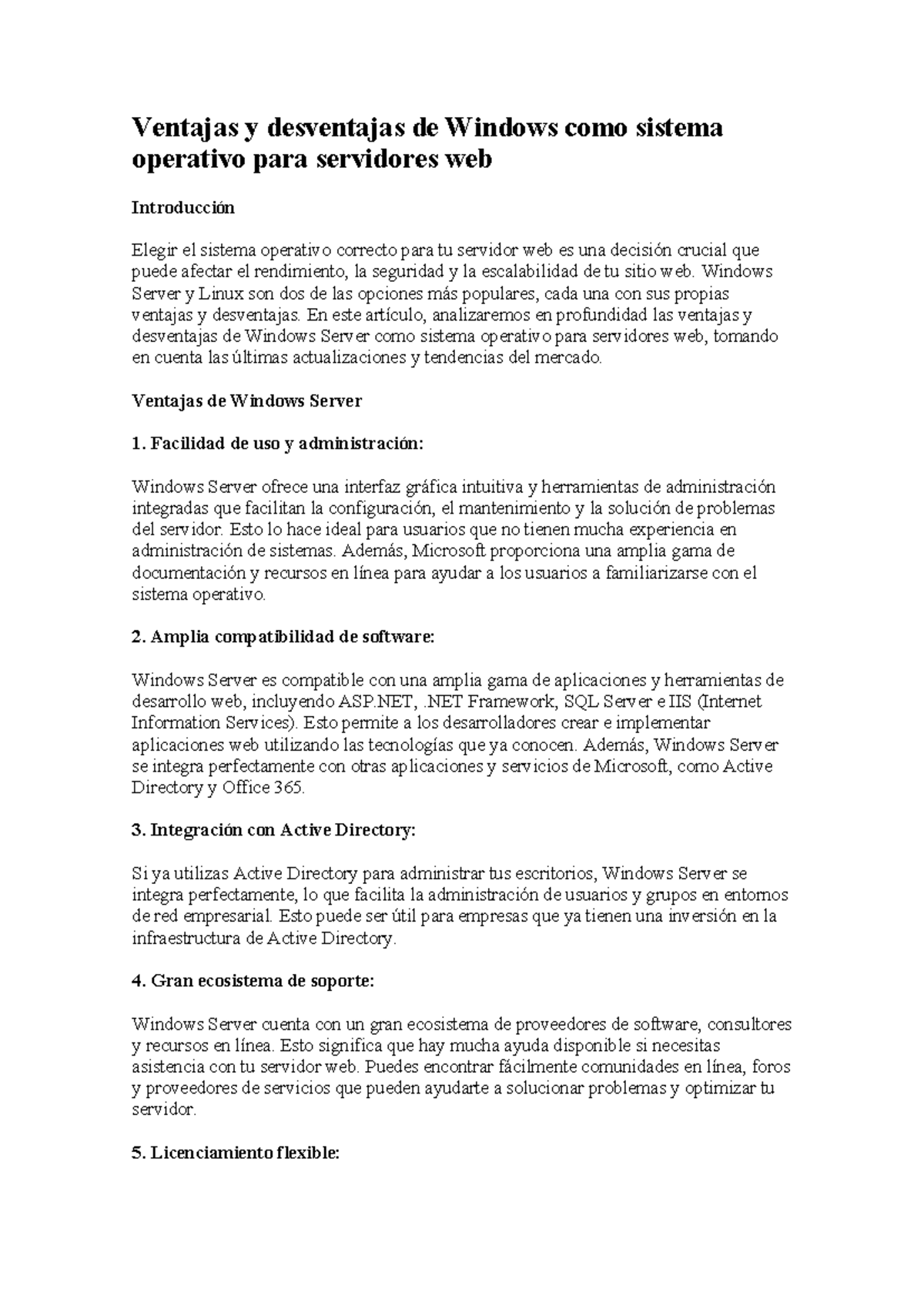 Invest sistemas - Ventajas y desventajas de Windows como sistema ...