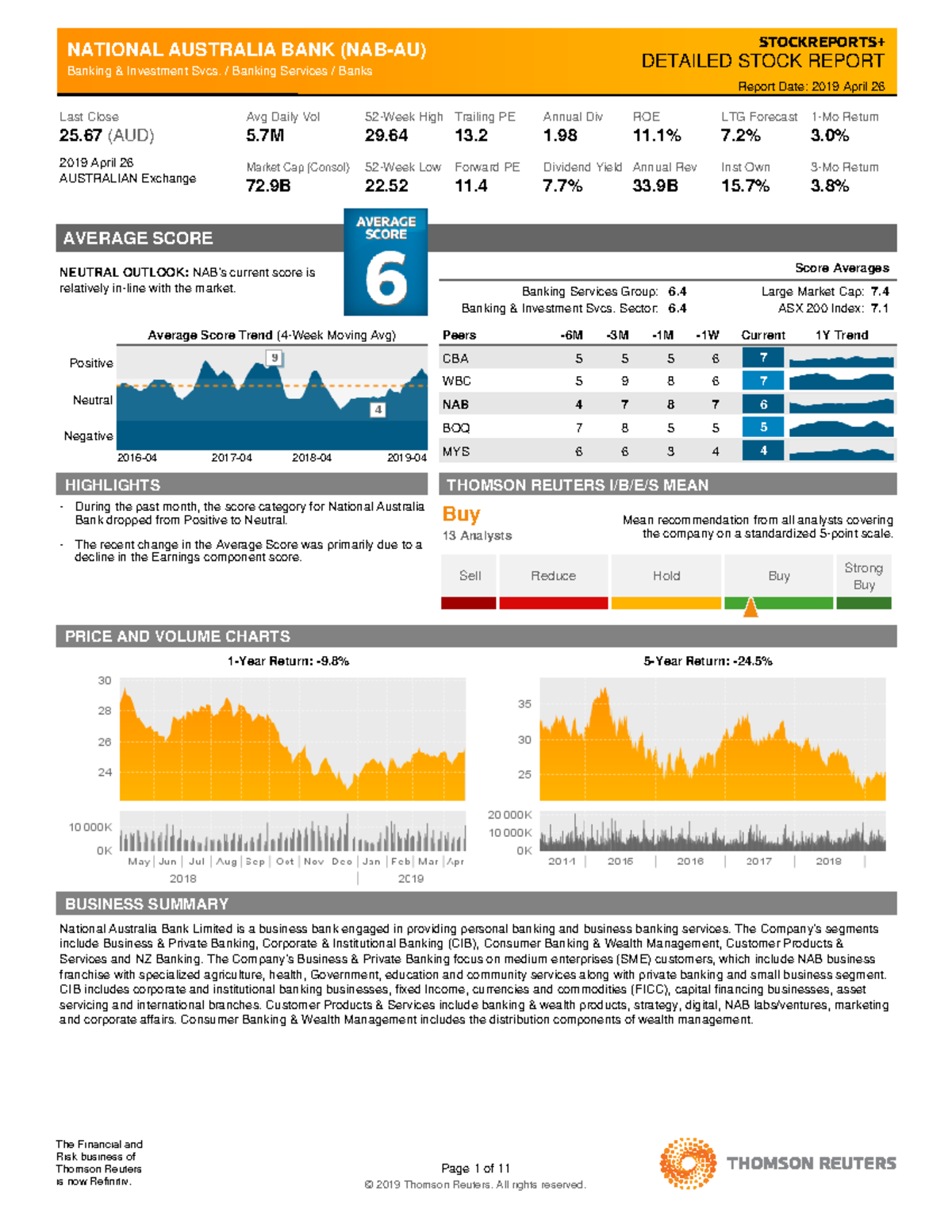 2019-04-26-NAB.AX-Thomson Reuters Stoc-Thomson Reuters Stock Report ...