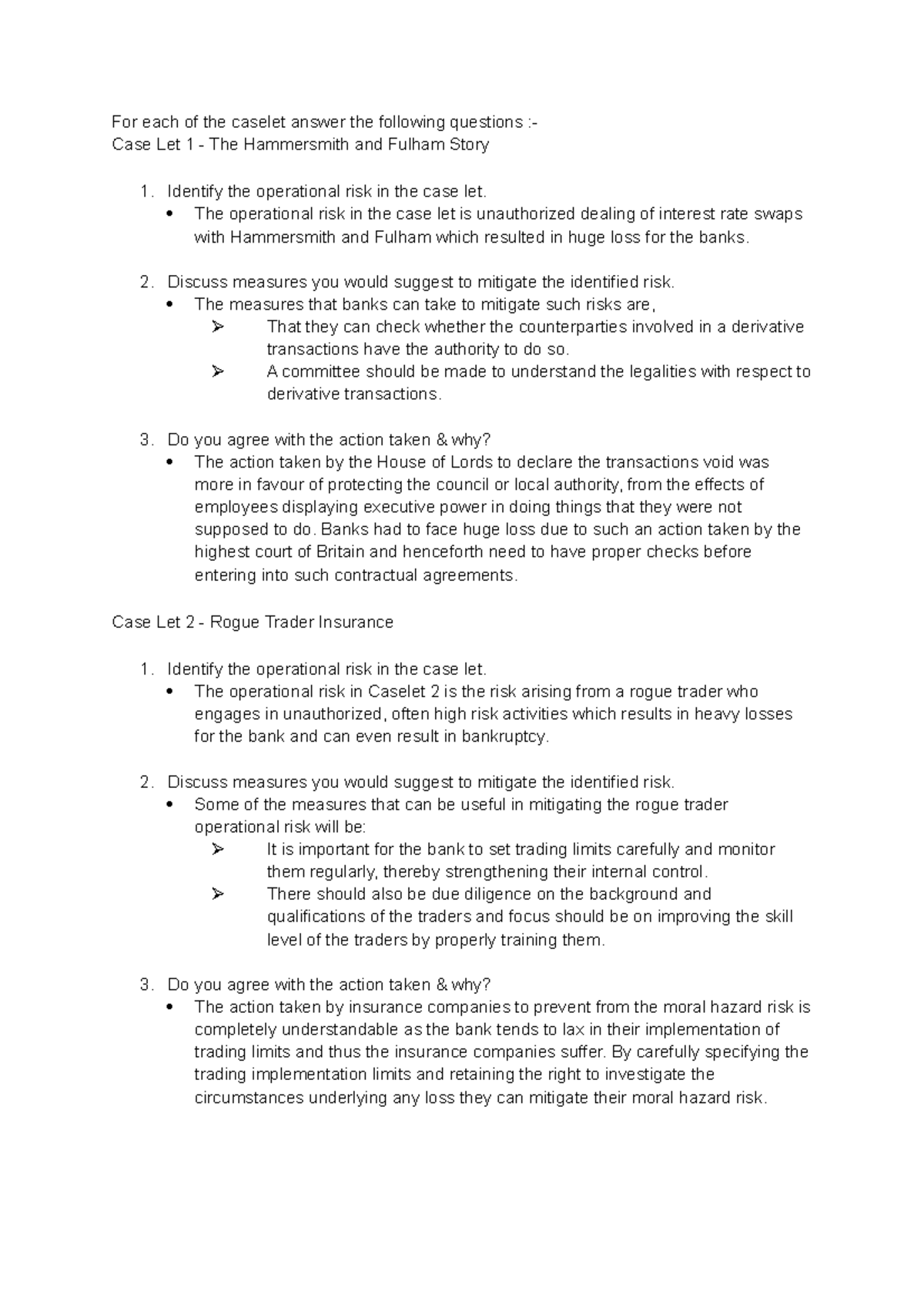 Group 4 17 Jan 2021 Assignment 13 - For Each Of The Caselet Answer The ...