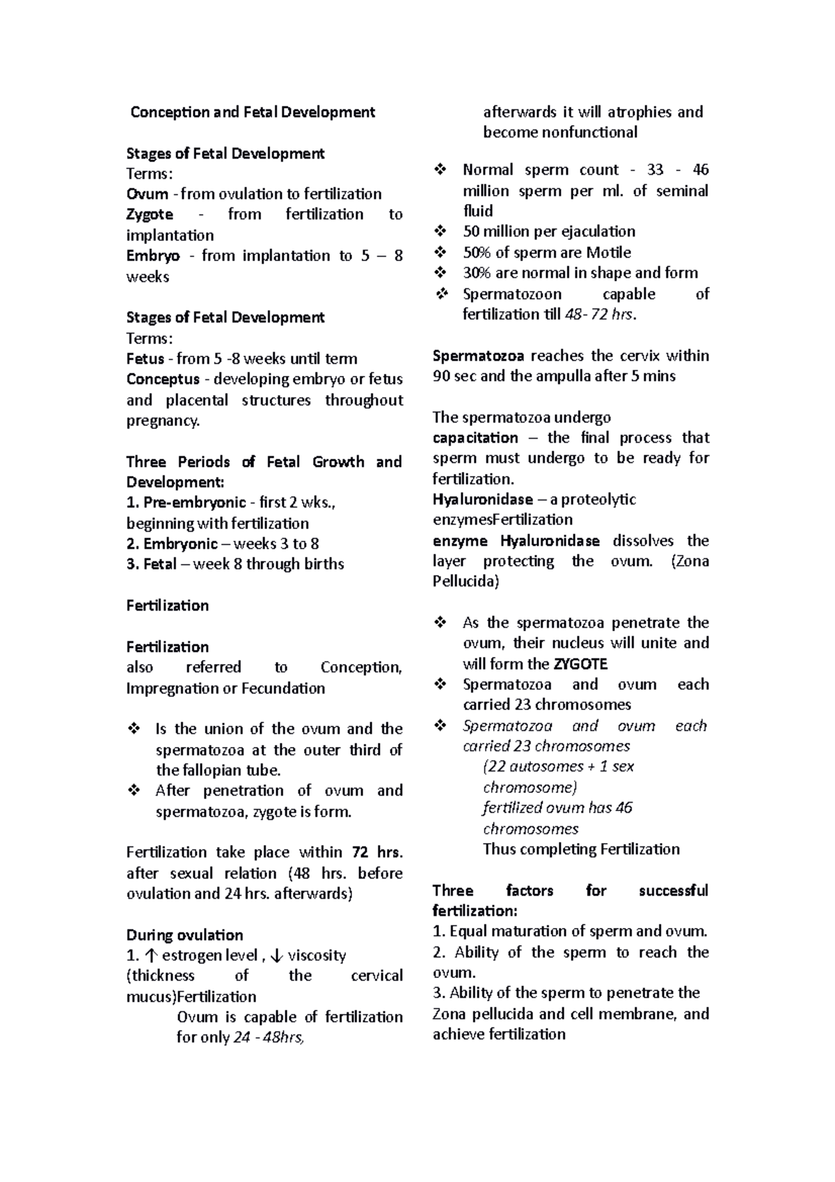 Conception and Fetal Development - Three Periods of Fetal Growth and ...
