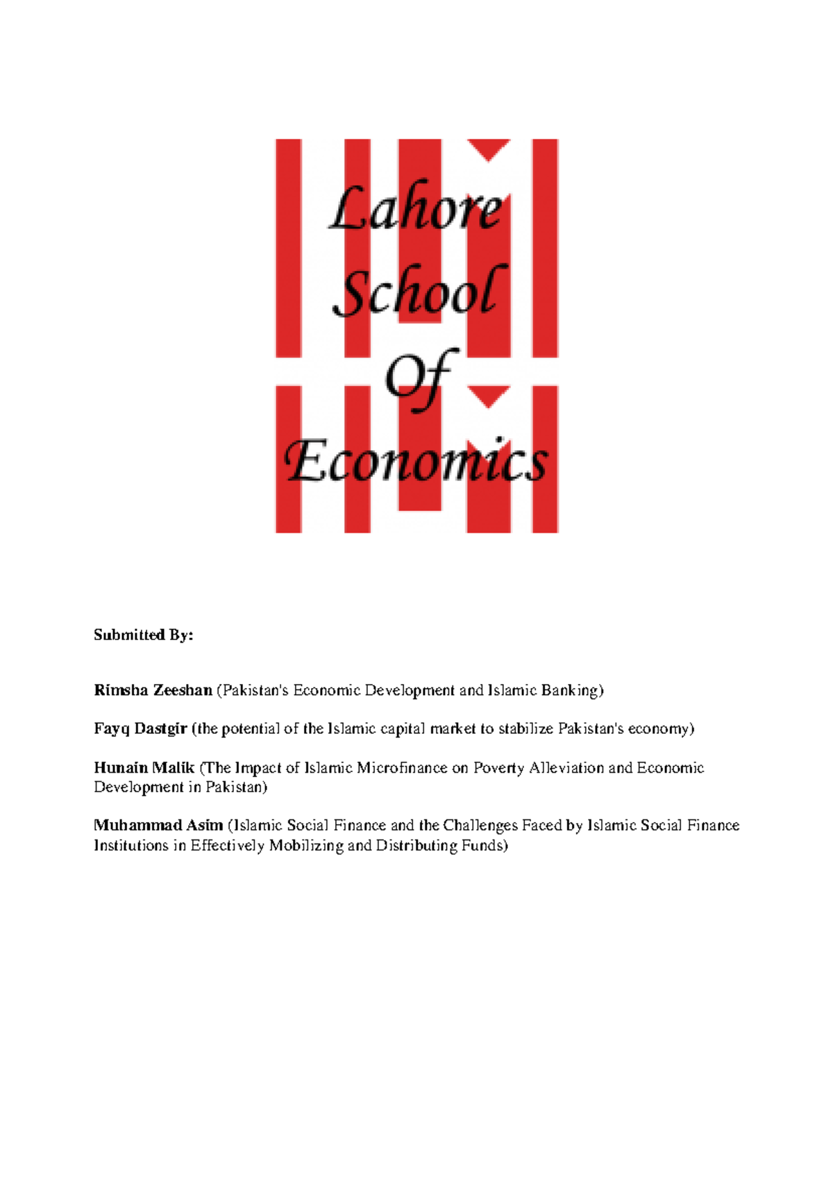 Islamic Finance Final Report - Submitted By: Rimsha Zeeshan (Pakistan's ...