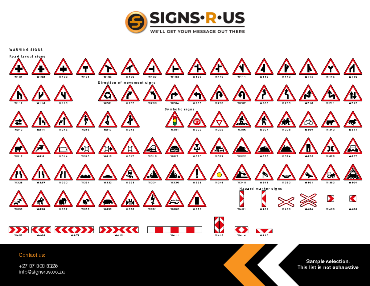 Warning Signs Catalogue - DEPA R TME N T O F T R A NSP O R T © N a t i ...