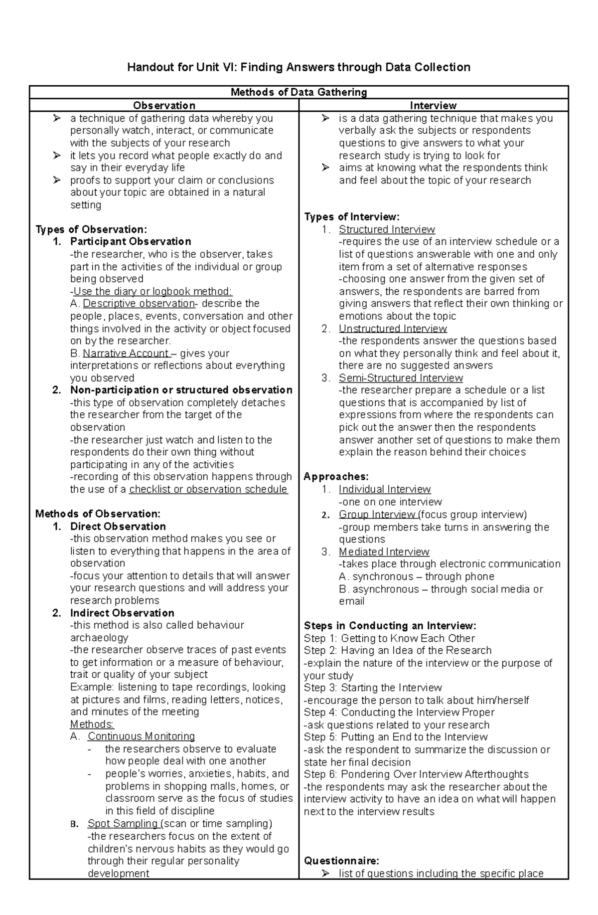 Handout for Unit VI - Lecture notes 6 - Handout for Unit VI: Finding ...