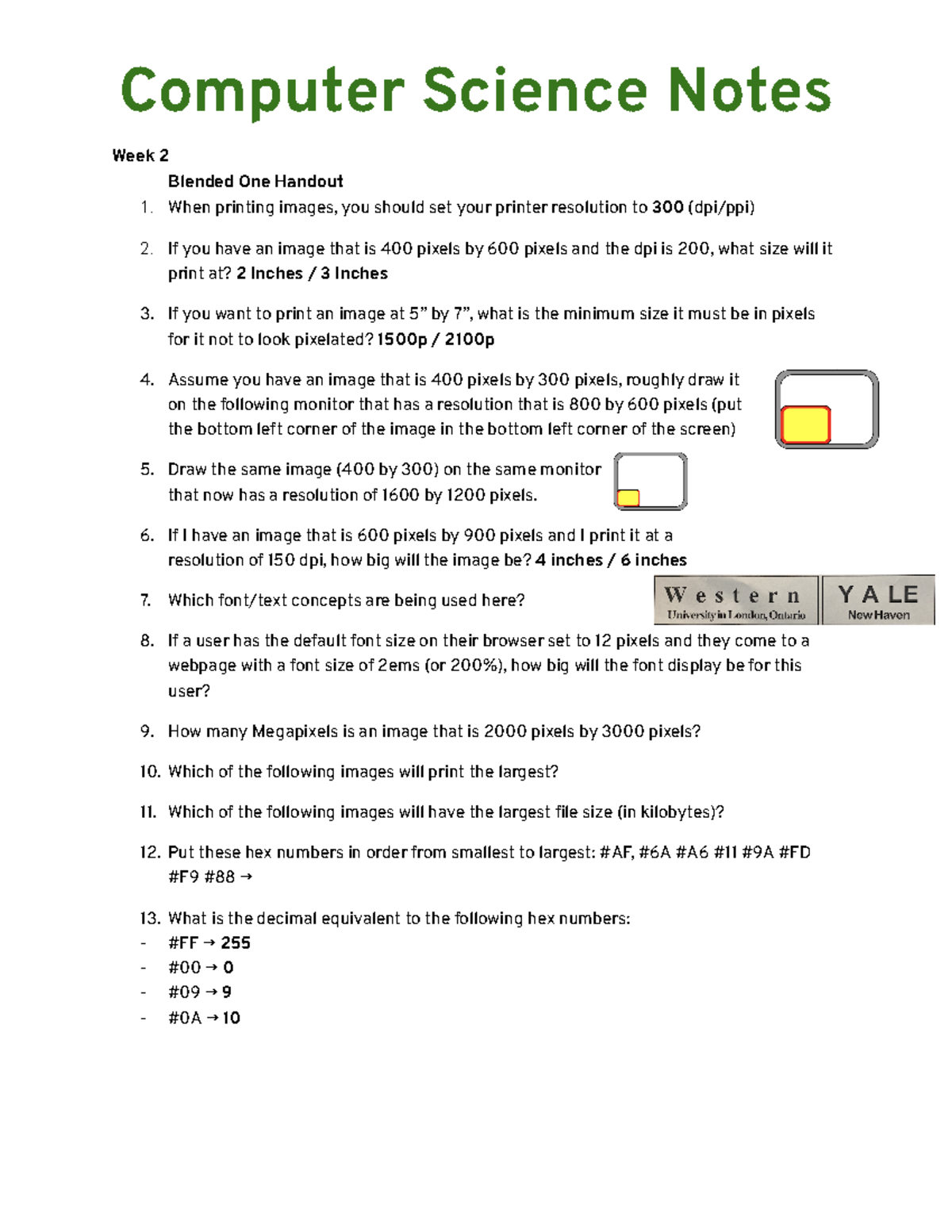 Week 2 Lecture Handout - Computer Science Notes Week 2 Blended One ...