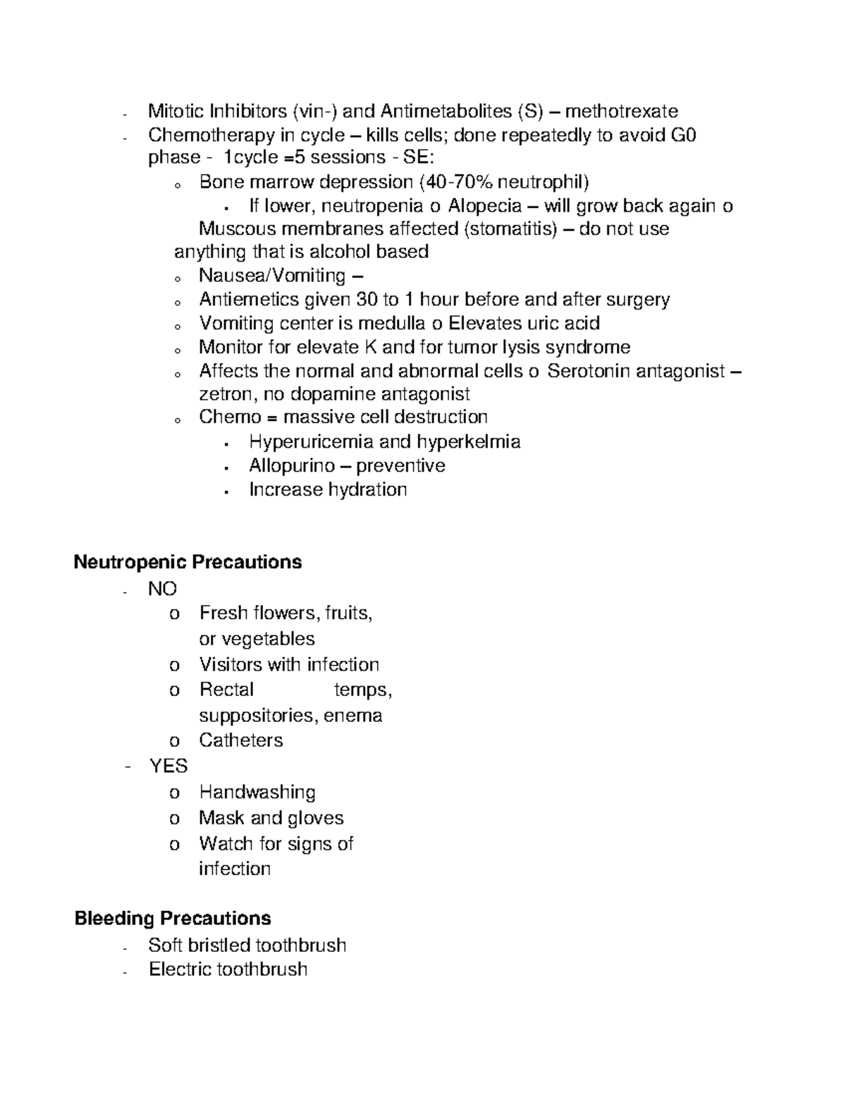 Neutropenic Precautions - Mitotic Inhibitors (vin-) and Antimetabolites ...