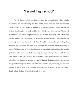 farewell in high school essay