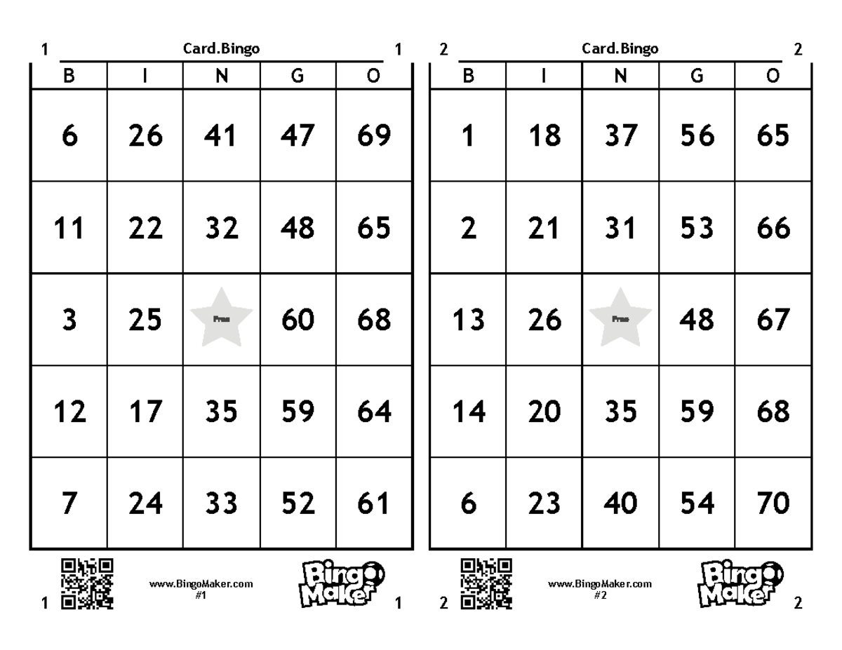 240210 bingomaker two bingo cards 75 - B I N G O - BingoMaker - B I N G ...