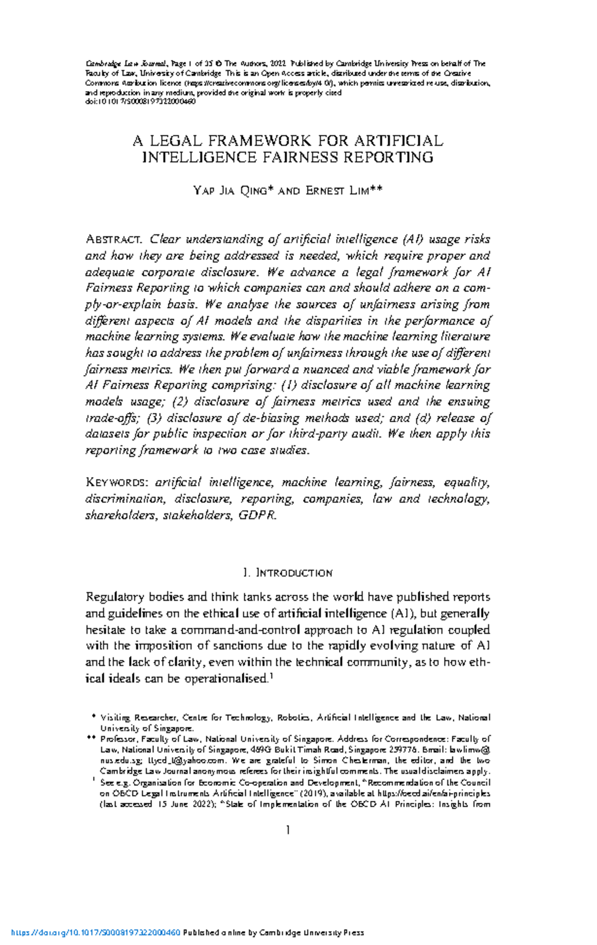 A Legal Framework For Artificial Intelligence Fairness Reporting A