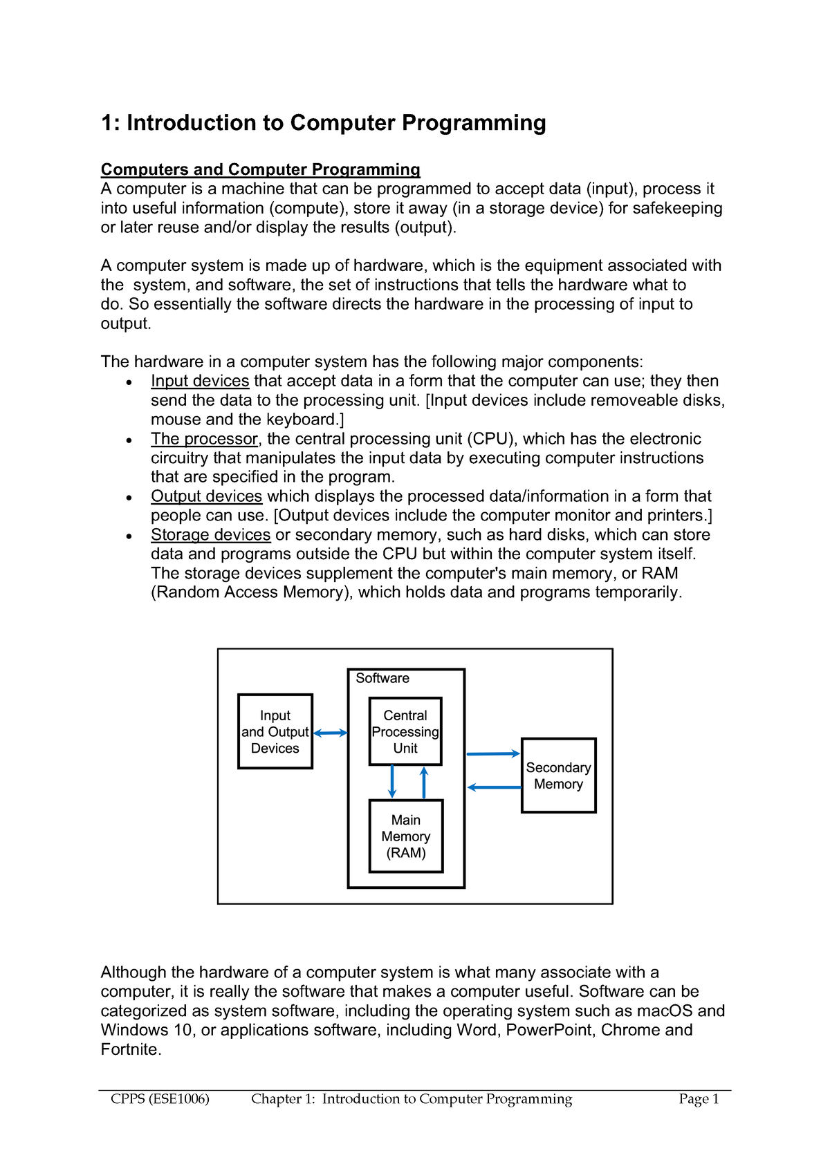 Chapter 1 Introduction To Computer Programming - 1: Introduction To ...