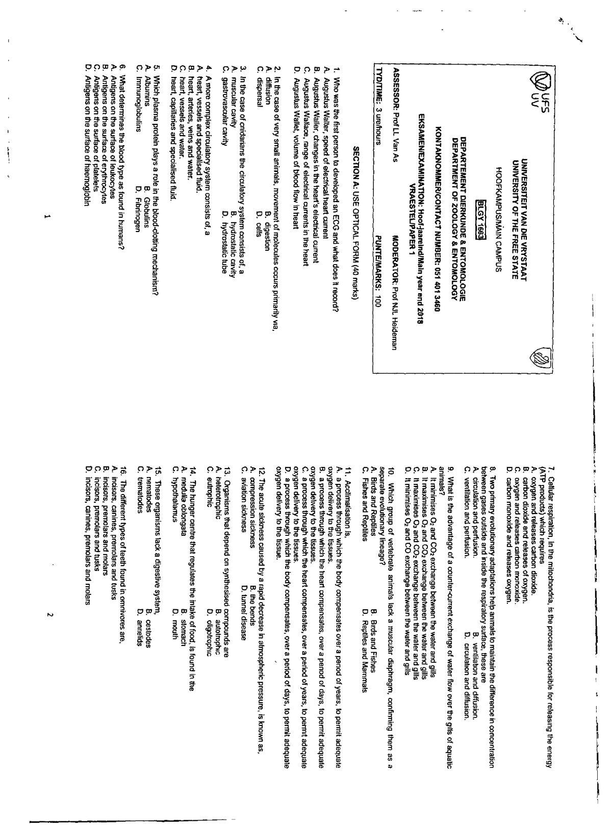 phd question paper for zoology