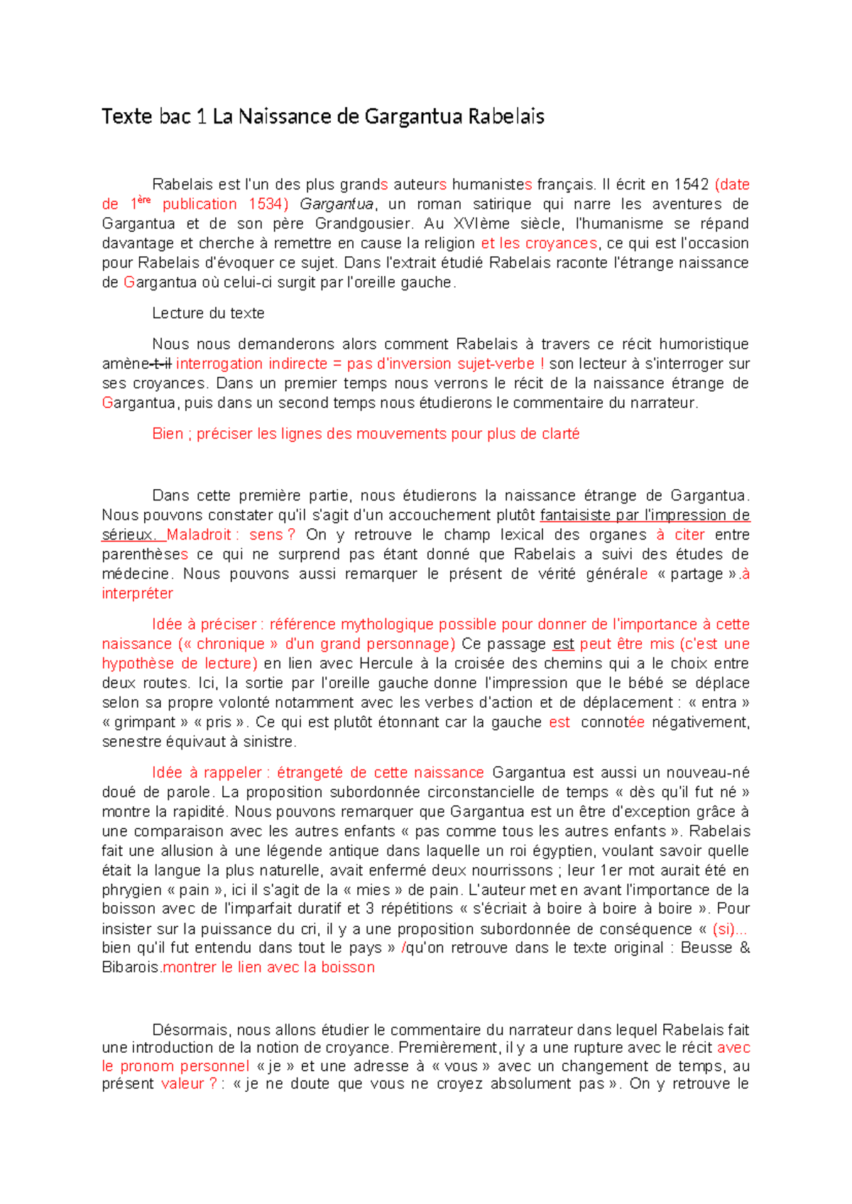 La Naissance De Gargantua Analyse Linéaire www.studocu.com