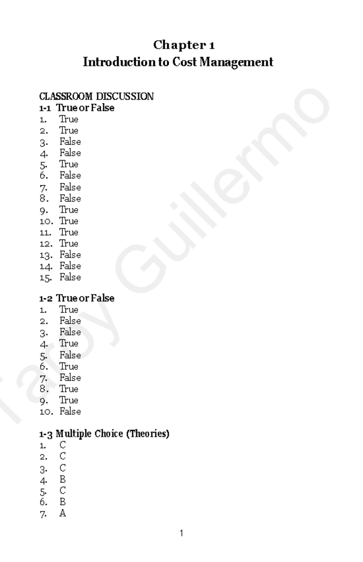 Sol Man Strat Bus (1 10) - solution - Chapter 1 Introduction to Cost ...