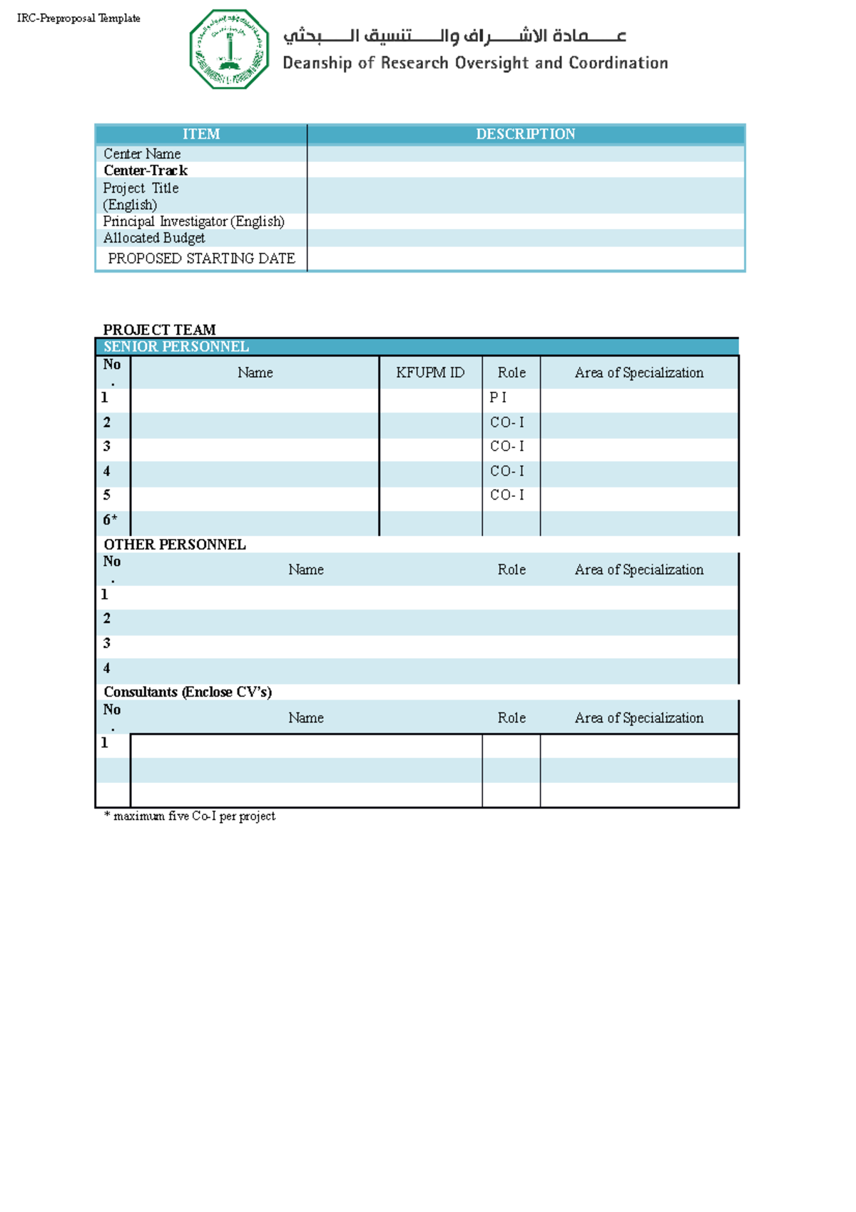 01. Template for IRC Internally-Funded Grant-2022 V1 - ITEM DESCRIPTION ...
