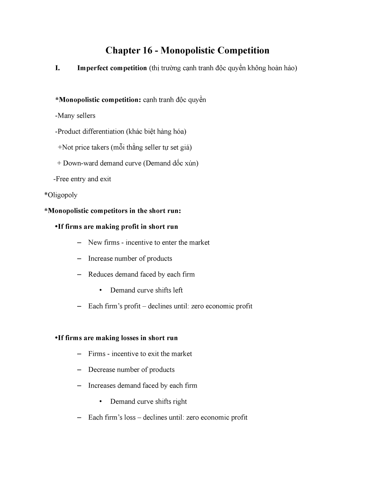 Chapter 16 + 17 Monopolistic Competition - Chapter 17 Oligopoly ...