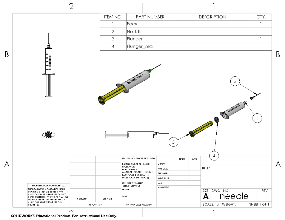 Needle - TWO PLACE DECIMAL A A B B 2 2 1 1 DO NOT SCALE DRAWING Needle ...