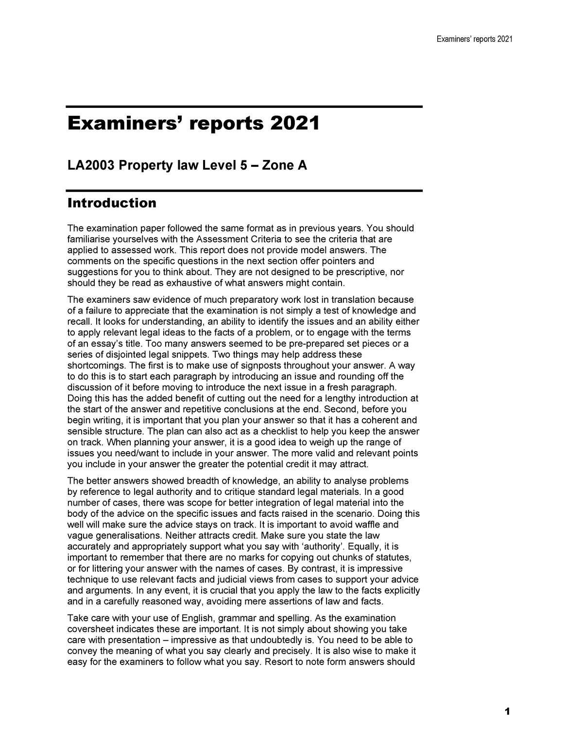 Property-L5-report-2021-A - Examiners’ Reports 2021 Examiners’ Reports ...