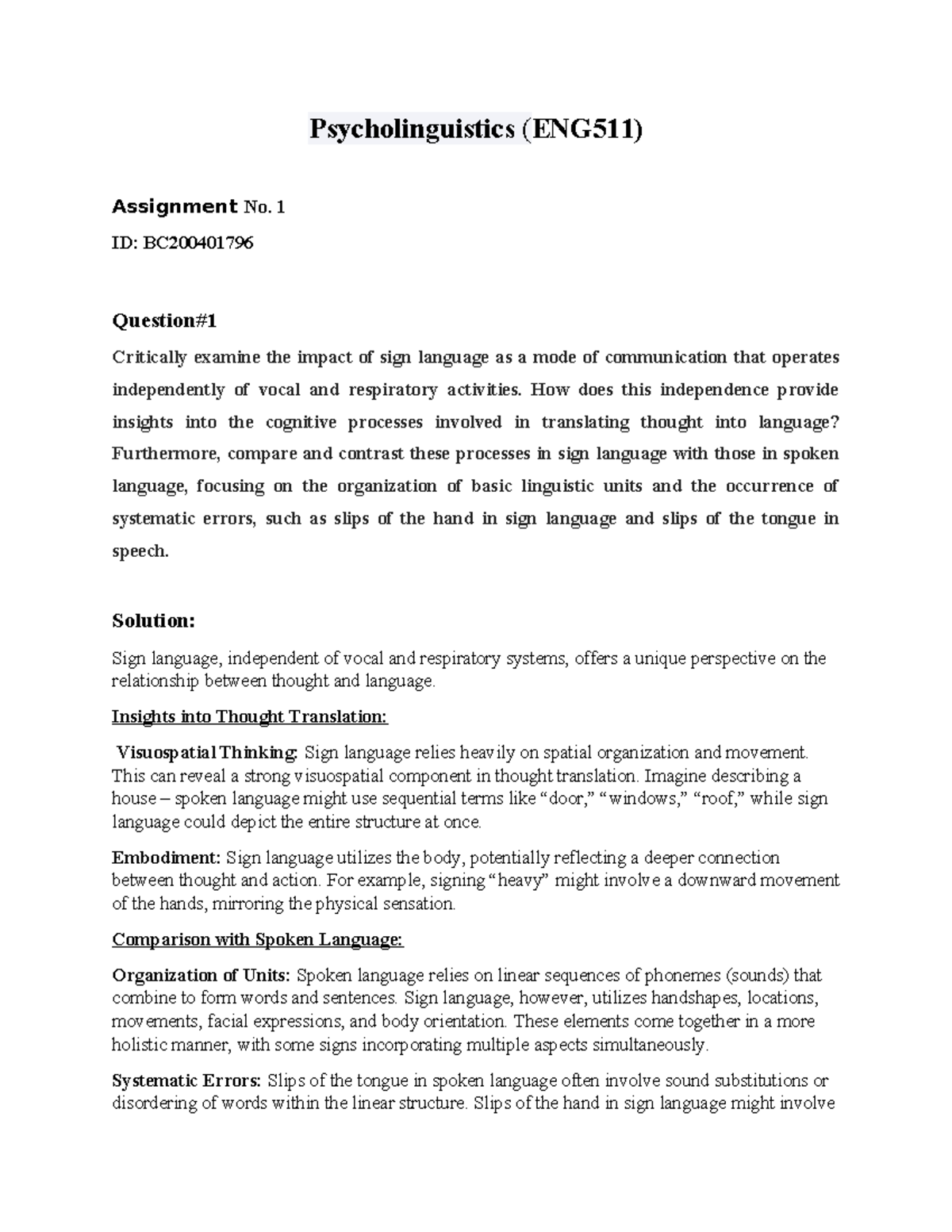 Eng511 Assignment Solution Psycholinguistics Eng511 Assignment No Eng511 Assignment Solution Psycholinguistics Eng511 Assignment No