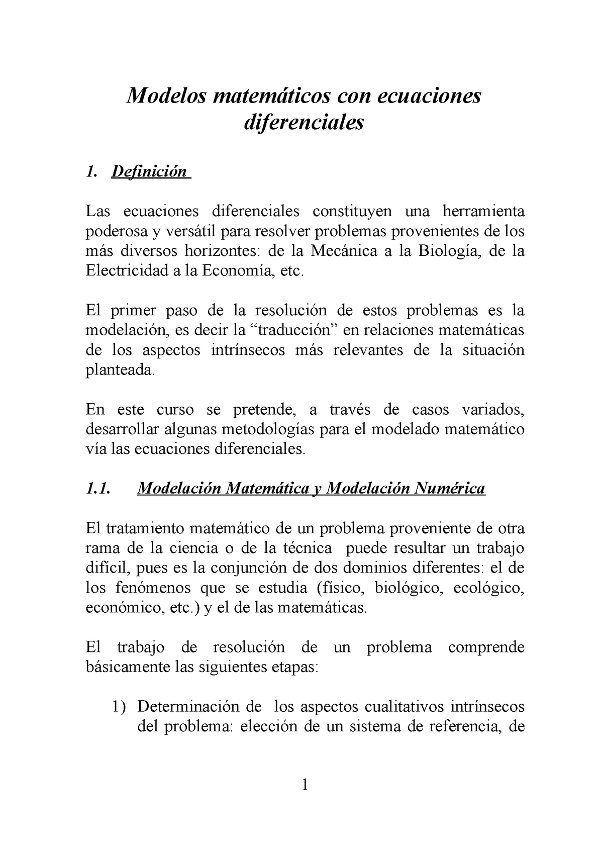 10014831 modelos matematicos - Modelos matemáticos con ecuaciones  diferenciales Definición Las - Studocu