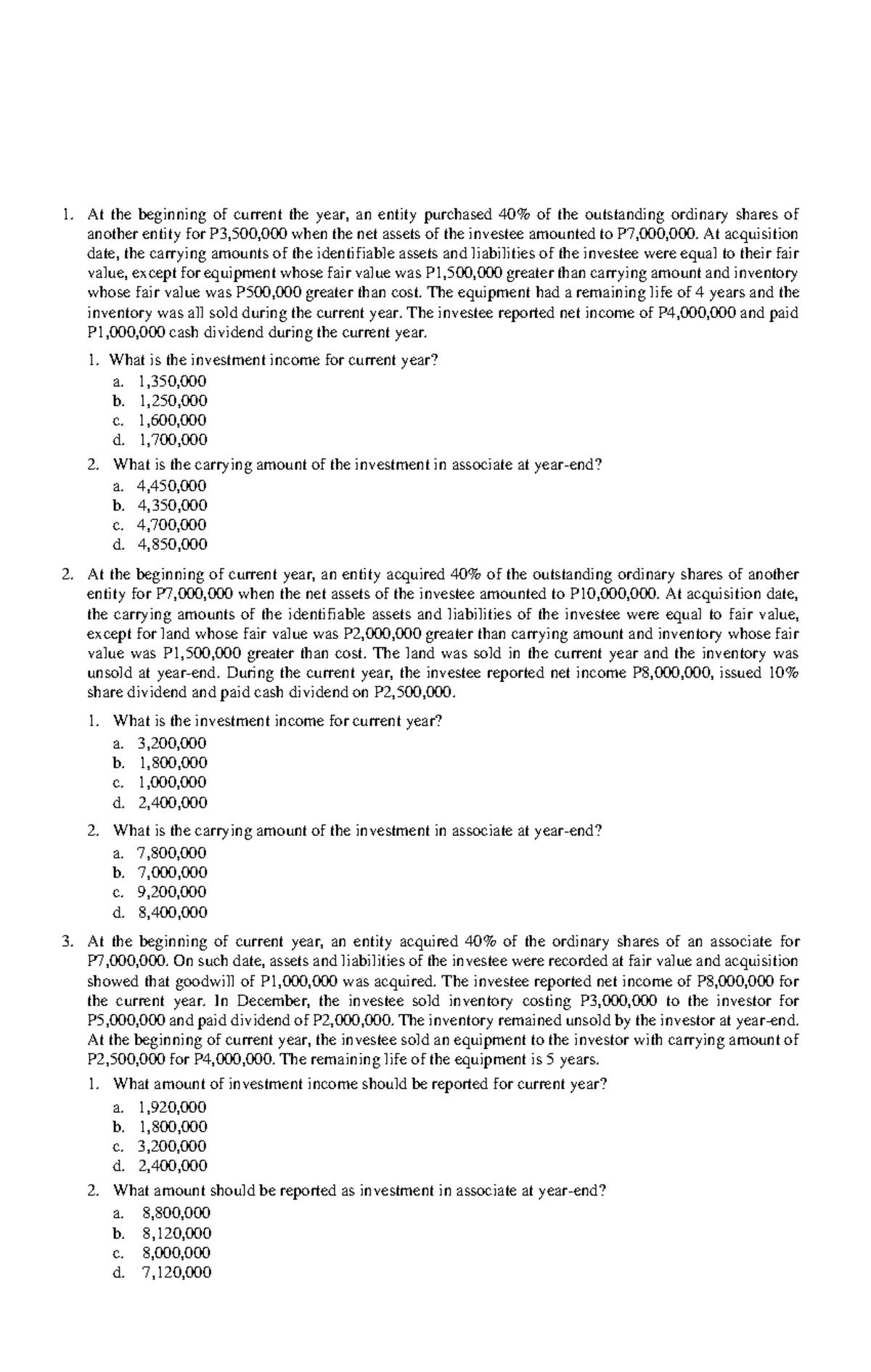 Investment-in-associate - 7039 Cpa Review School Of The Philippines M A 