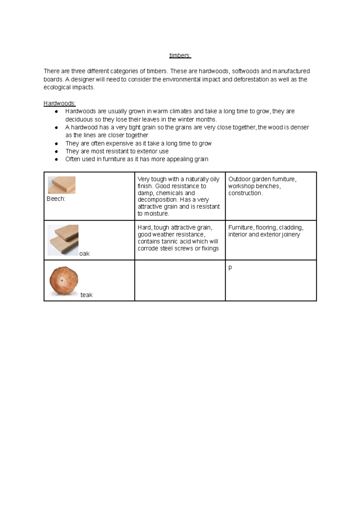 Mrs Hodkinson lessons - Google Docs - timbers: There are three ...