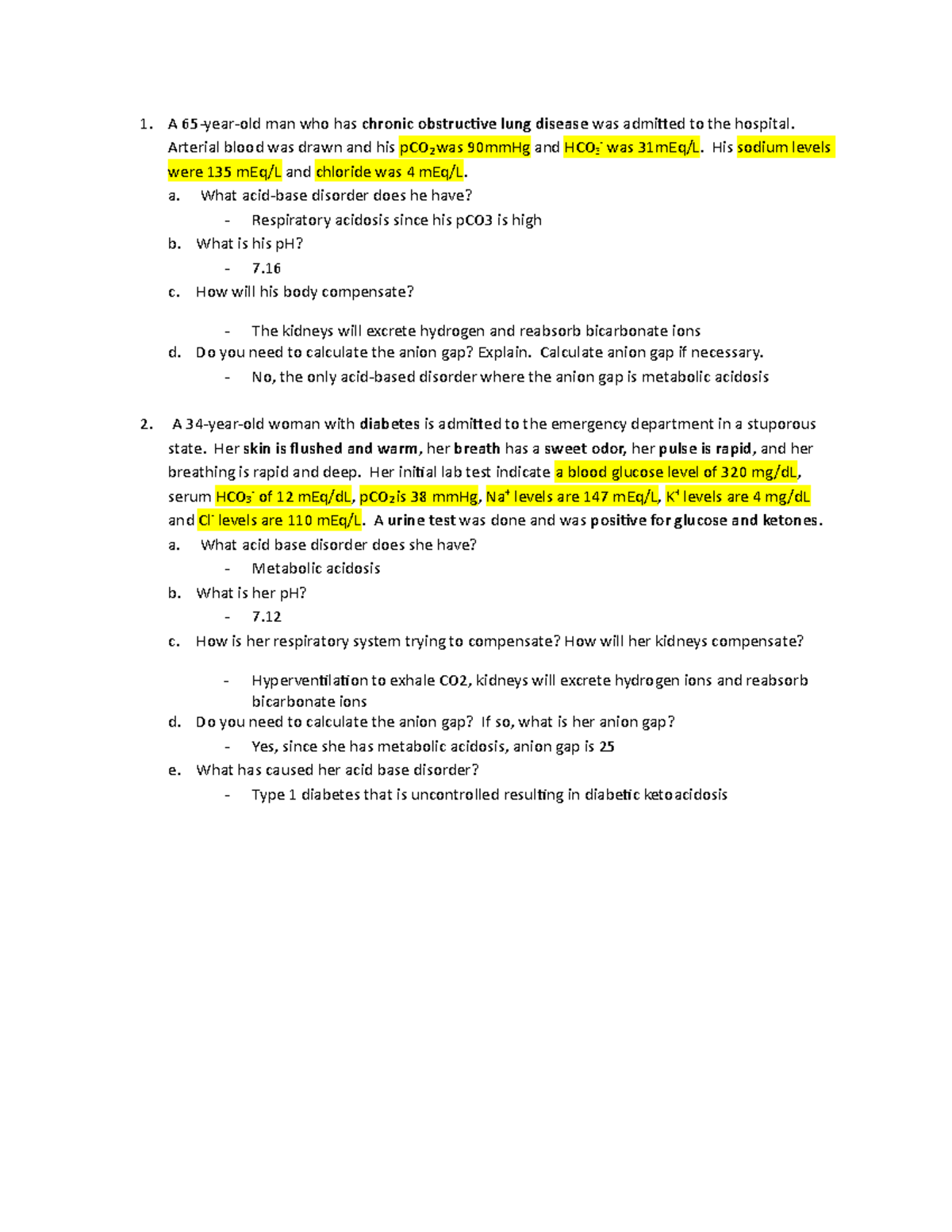 SI activity acid base - Questions and answers involved in the acid base ...