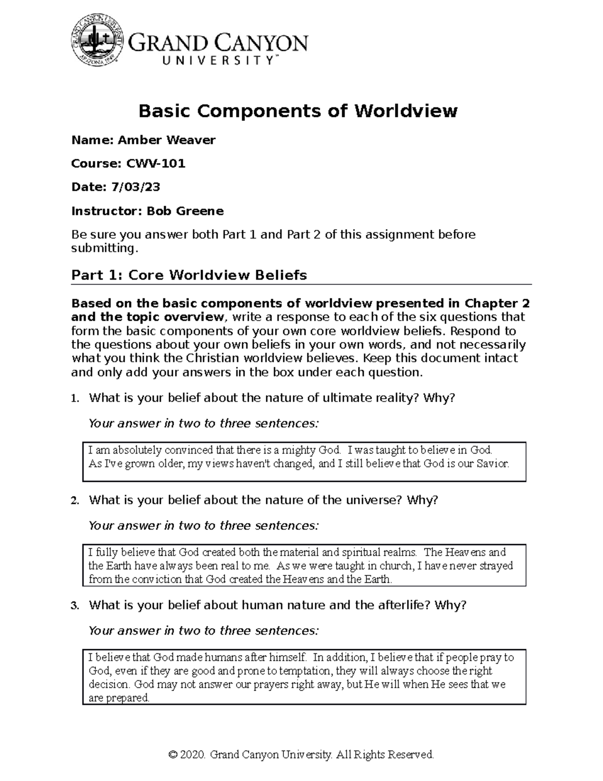 CWV-101-301-RS-T1Basic Components Of Worldview assignment - Basic ...