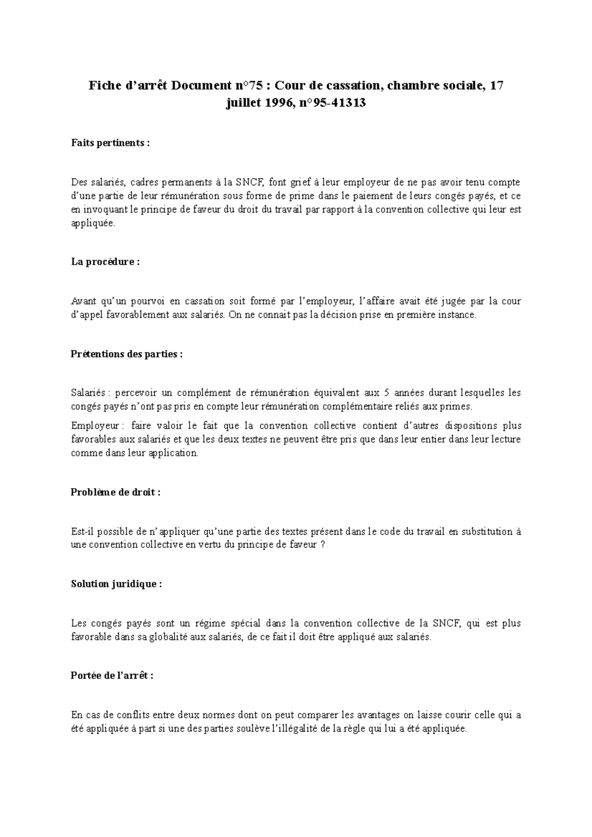 Fiche D'arrêt Document 75 SNCF - Fiche D’arrêt Document N°75 : Cour De ...