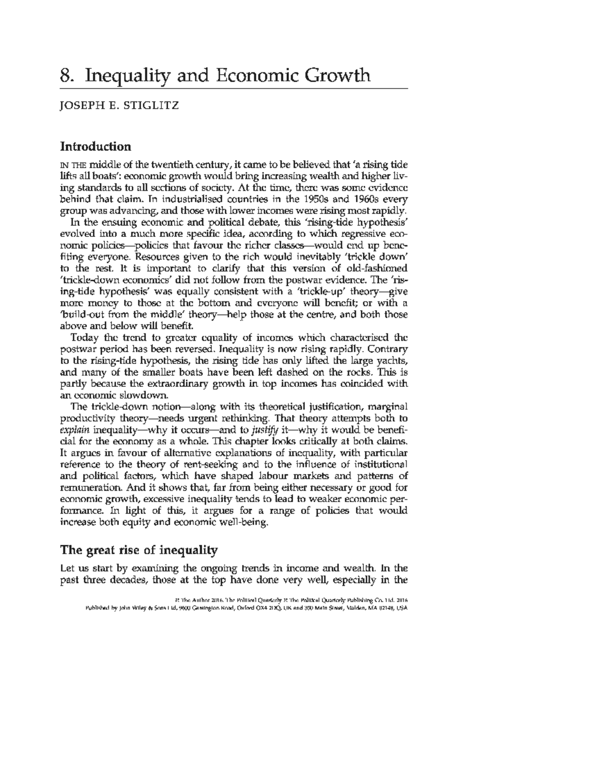 Inequality and Economic Growth 0 8. Inequality and Economic Growth