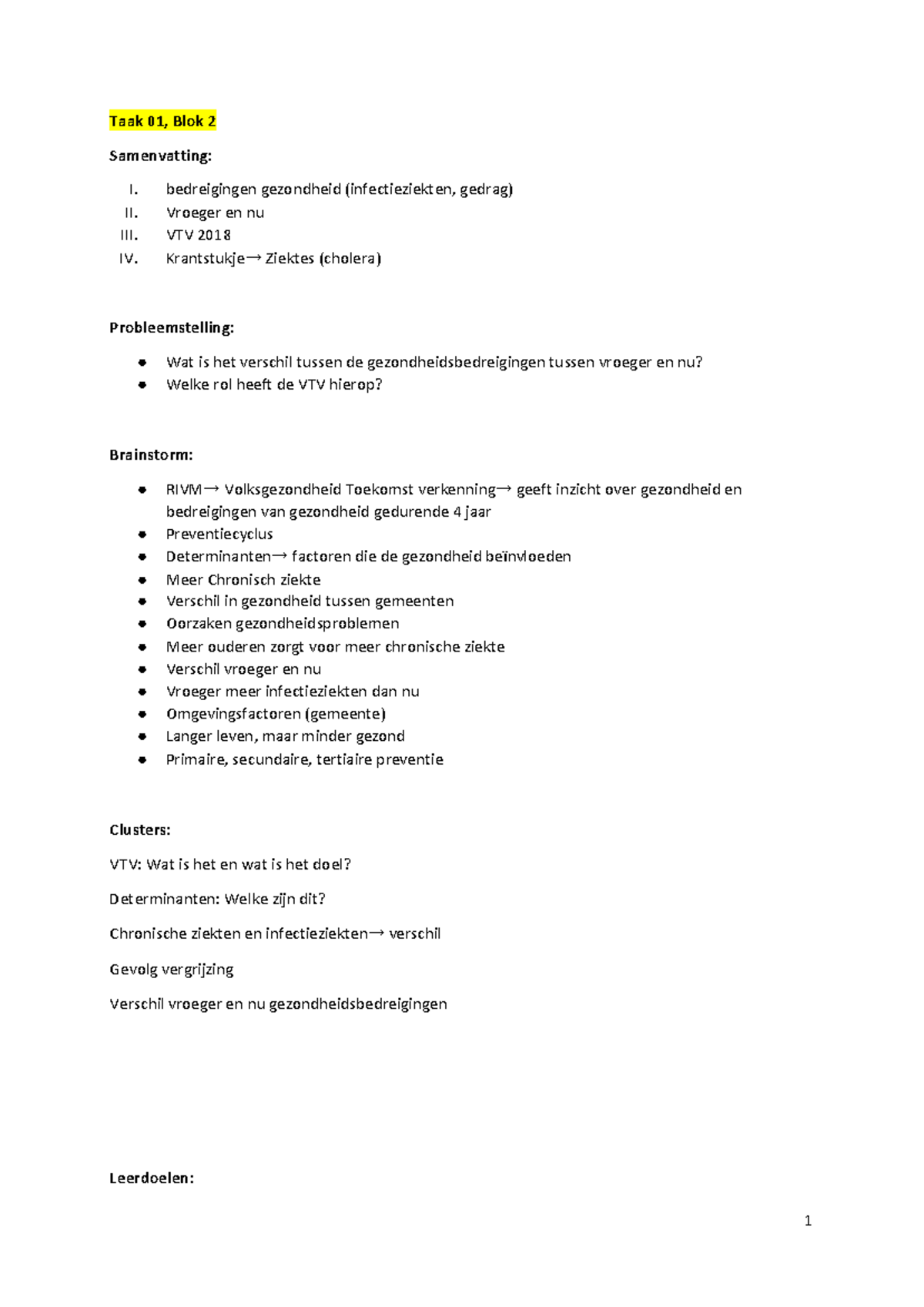 Taak 01 Blok 2 - Taak 1 - Taak 01, Blok 2 Samenvatting: I. Bedreigingen ...