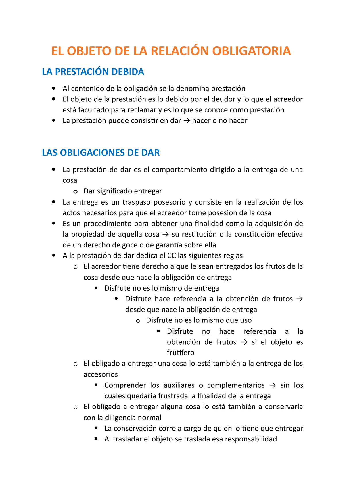 Tema 10 Obligaciones Y Contratos El Objeto De La RelaciÓn Obligatoria La PrestaciÓn Debida Al 3613