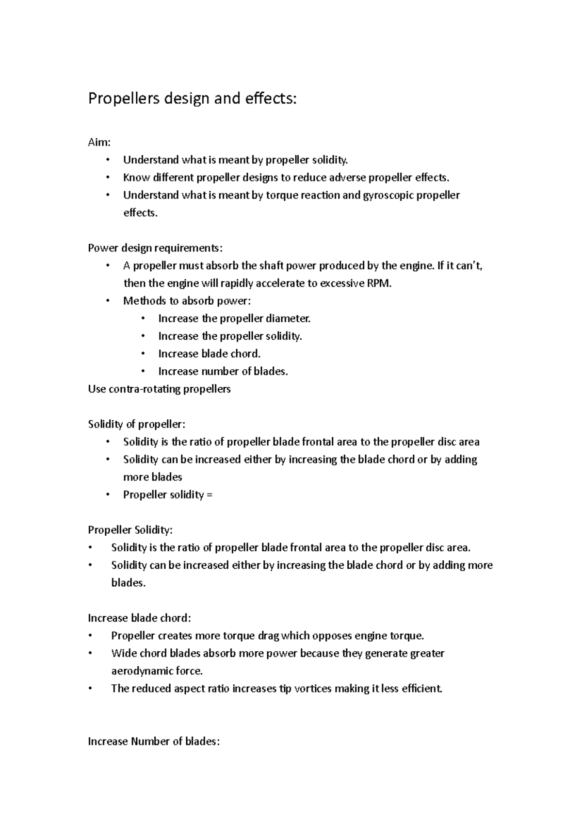 Propellers design and effects Propellers design and effects Aim