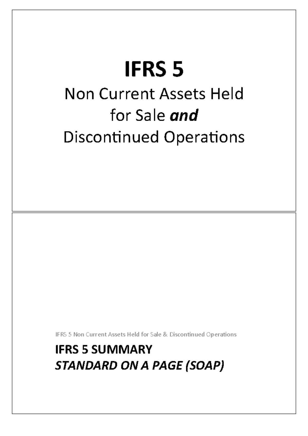 IFRS 5 Non Current Assets Held For Sale handout discontinued operations ...