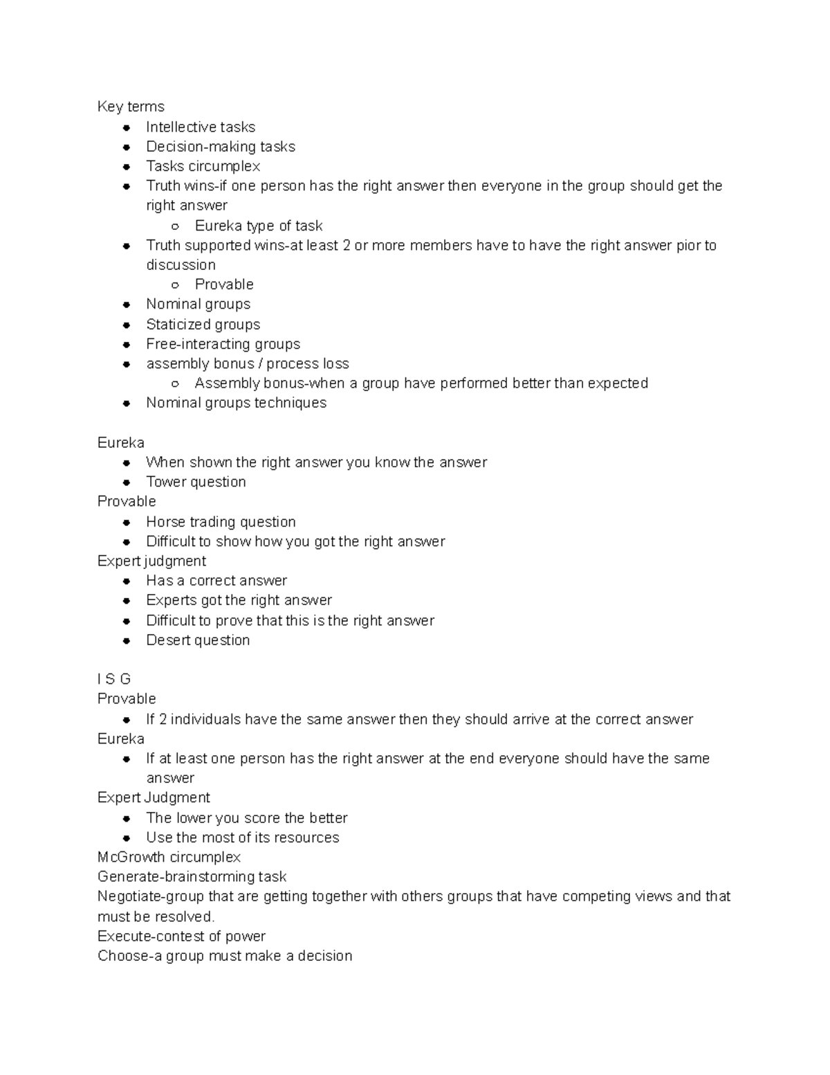 Com 251 notes (Chapters 1,2,3,7) - Key terms Intellective tasks ...
