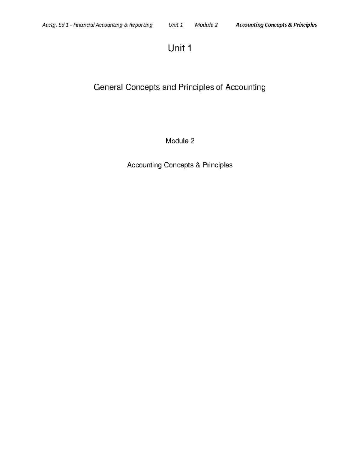 Acctg. Ed 1 - Unit1 Module 2 - Unit 1 General Concepts And Principles ...