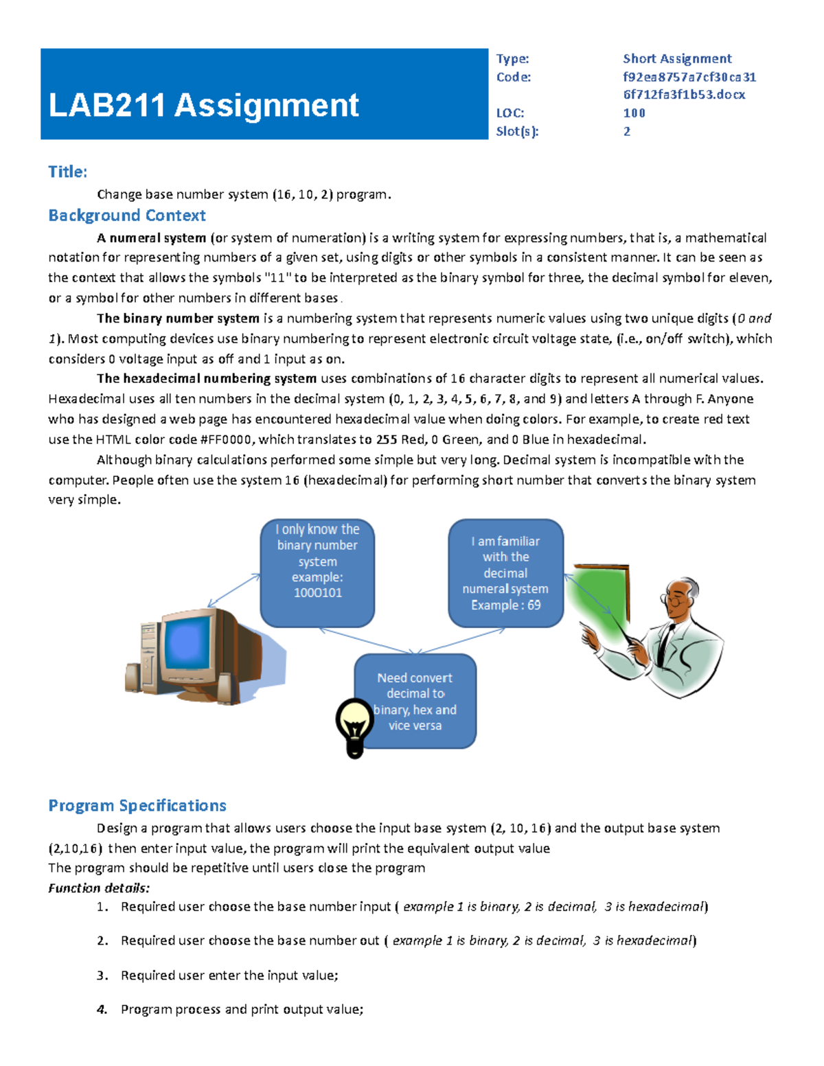 J1.S.P0011 - jbkj - LAB211 Assignment Type: Short Assignment Code ...