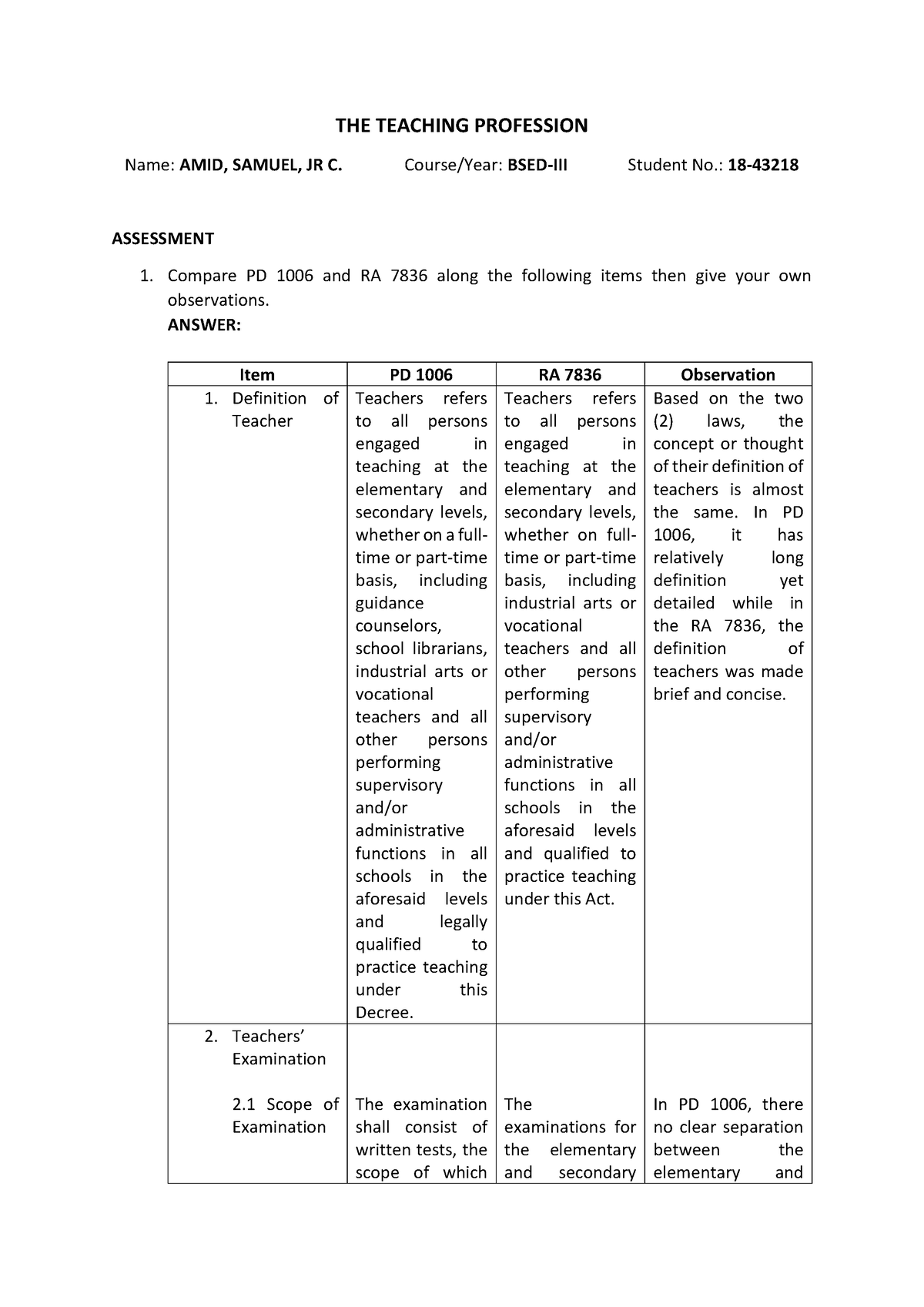 The Teaching Profession Chapter 4 - Answers - THE TEACHING PROFESSION ...