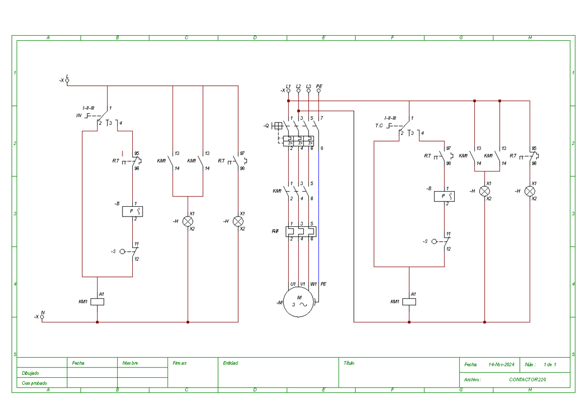 Contactor 220 PDF - diagrama de instalación 220V - A A B B C C D D E E ...