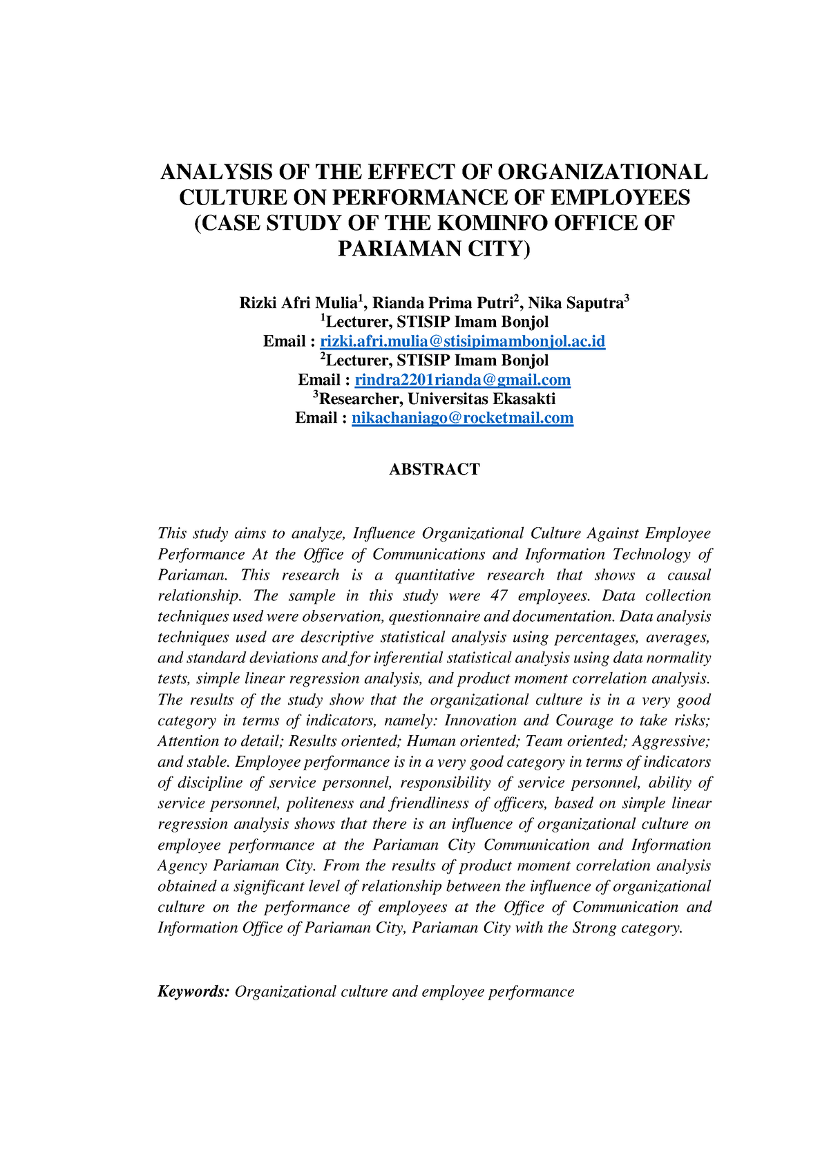 case study research design for exploration of organizational culture towards corporate performance